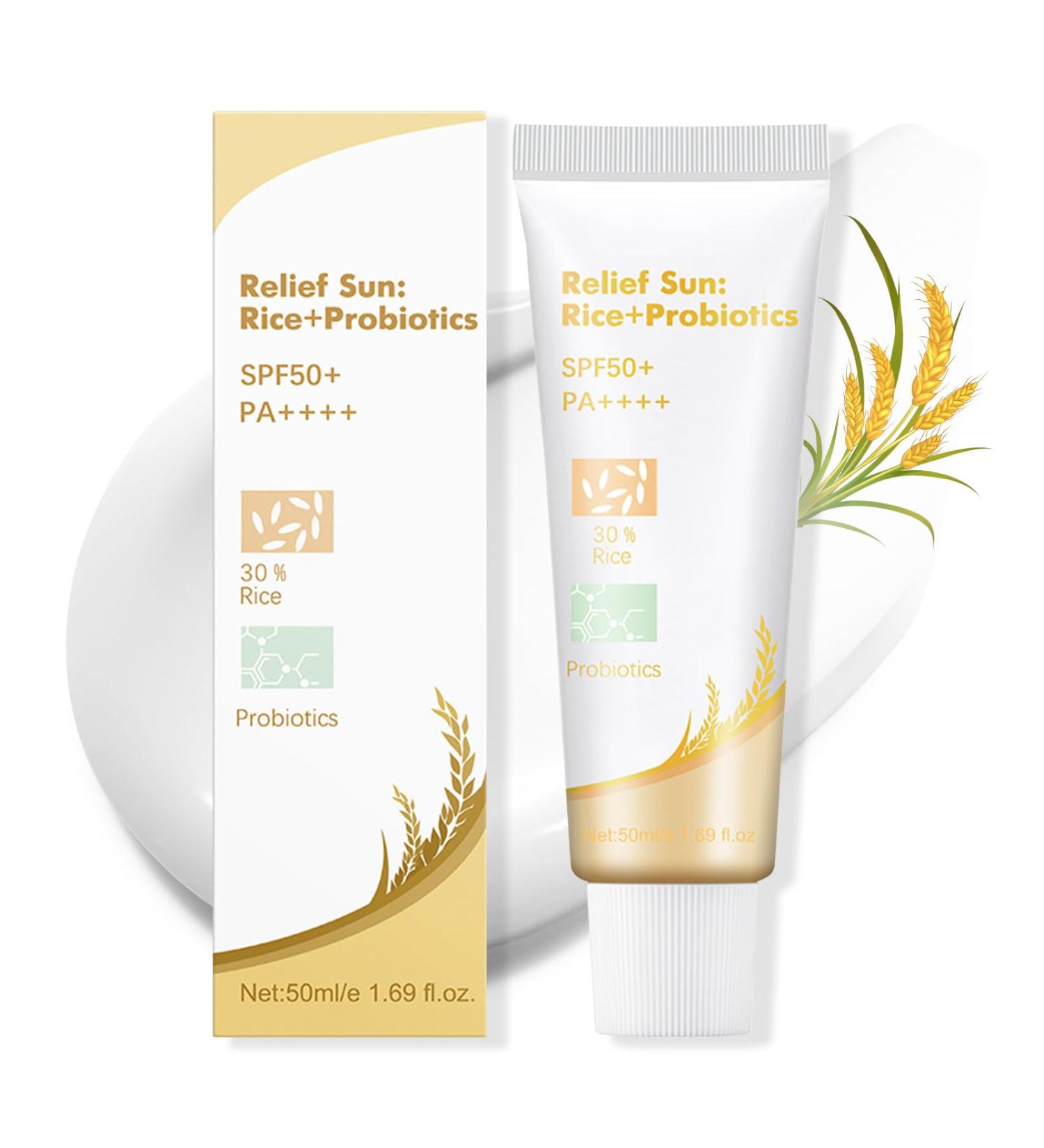 Relief Sun Rice Probiotics Organic Sunscreen - SPF50 PA++++ | Korean Face & Body Sunscreen with 30% Rice Extract | Nourishing Skin Care for All Skin Types - Buy Online on SooperMarket.com