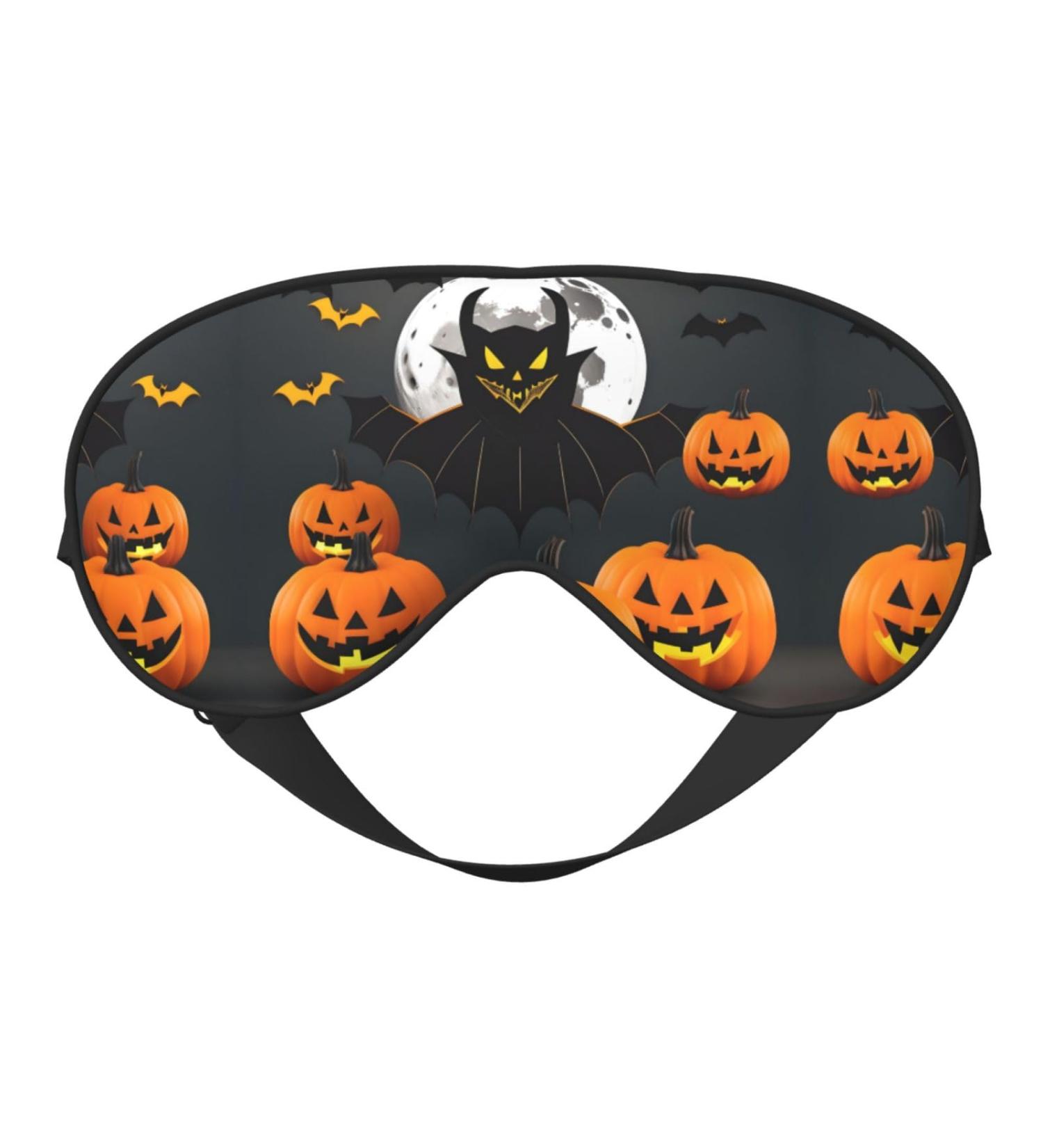 Halloween Moon Bat Pumpkin Print Double-Sided Eye Mask Soft and Light Blocking for Enhancing Sleep Quality - Buy Online on SooperMarket.com