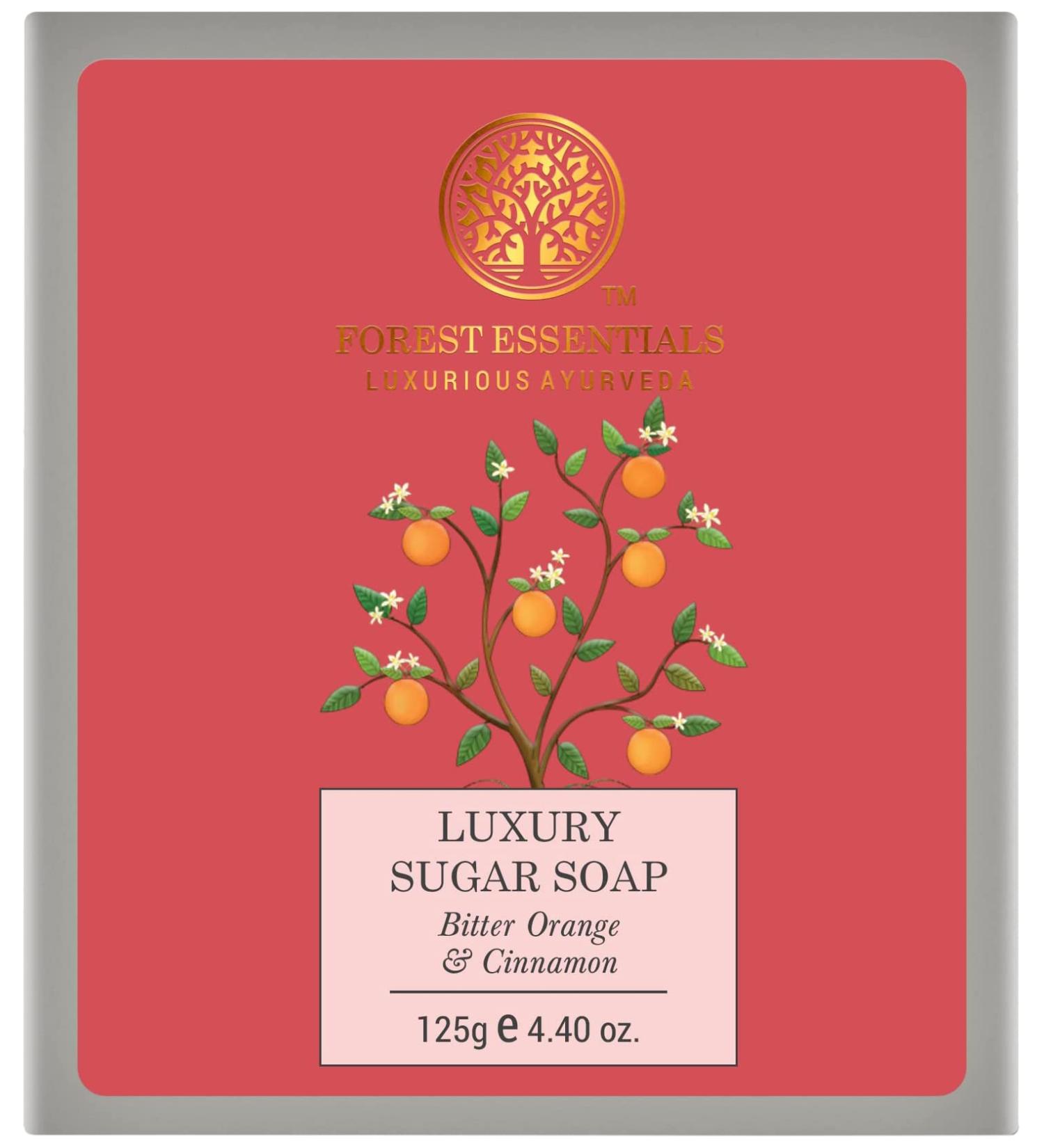Buy Forest Essentials Luxury Sugar Soap Bitter Orange & Cinnamon - 125g | Premium Natural Ingredients for Skin Care | International Shipping Available - Buy Online on SooperMarket.com