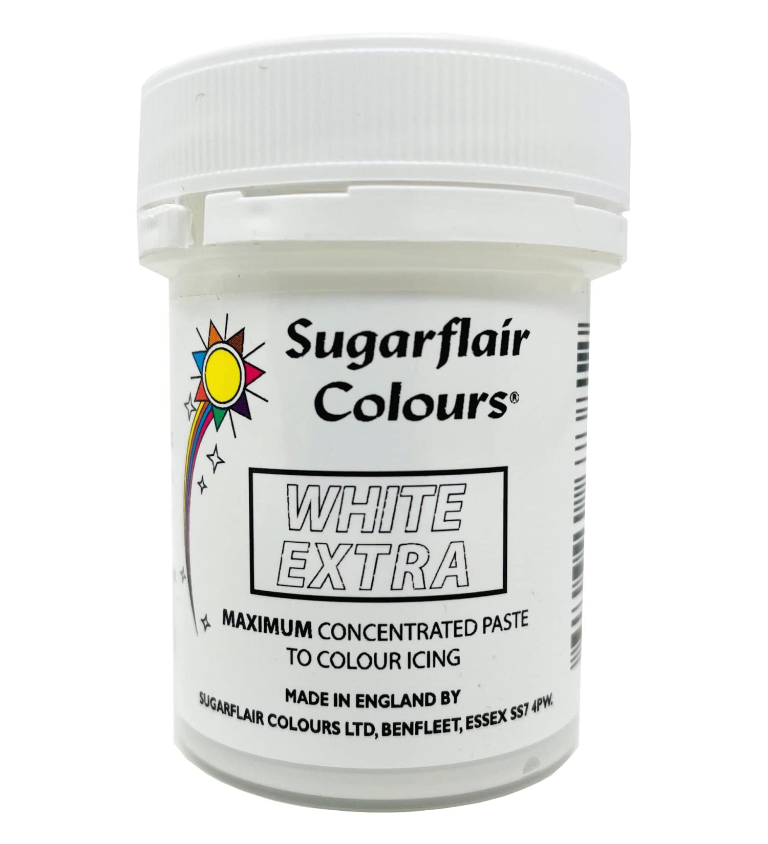 Sugarflair White Extra Maximum Concentrated Food Colouring Paste for Use with Sugar Pastes Flowerpaste Buttercream Royal Icing and more - 42g 42 g (Pack of 1) White