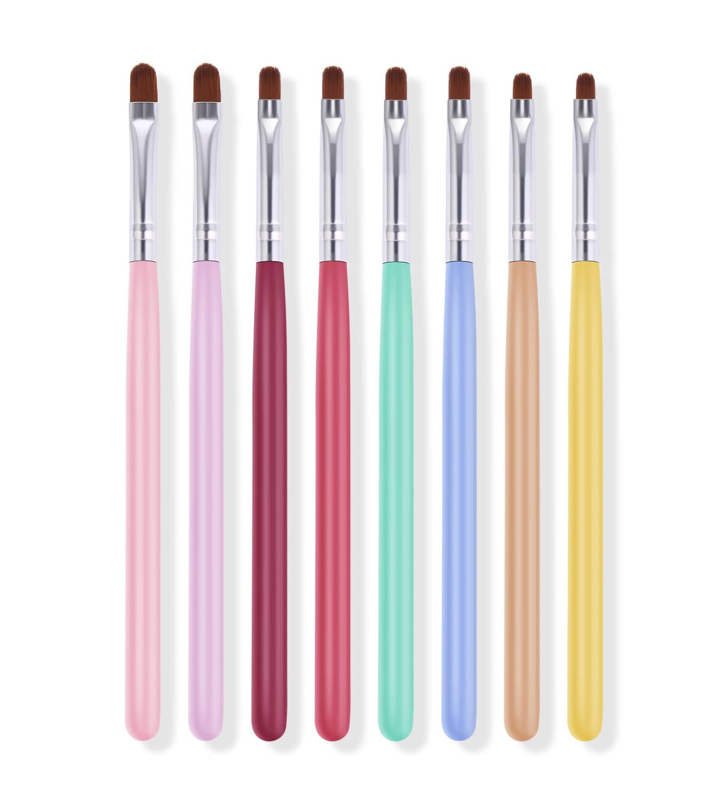 Lusofie 8Pcs Nail Clean Up Brush Set for Gel and Acrylic Nails - Oval Flat Brushes for Home and Salon Use - Buy Online on SooperMarket.com