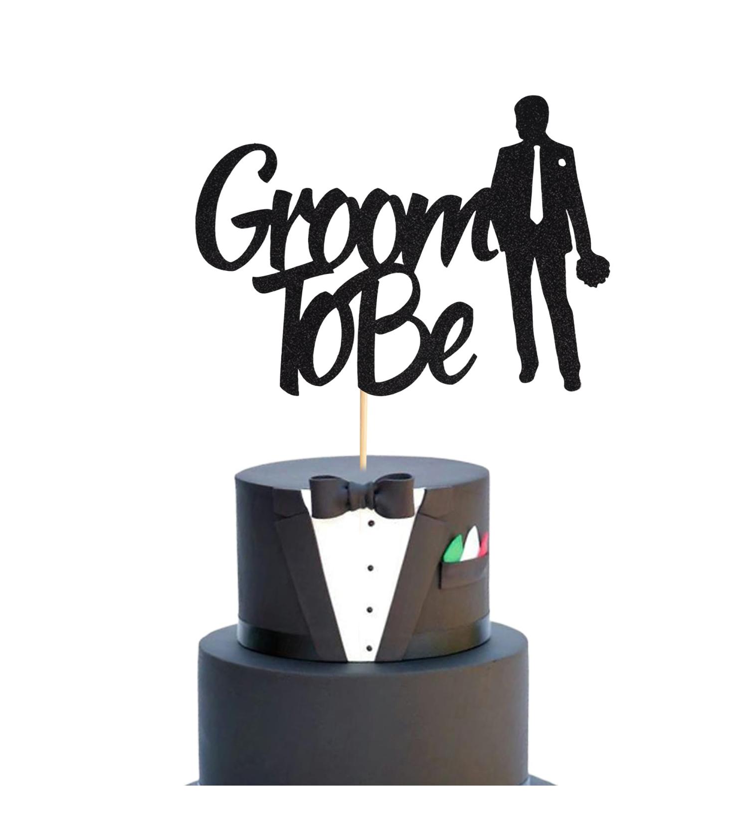 Arthsdite 1Pc Groom to Be Cake Topper Future Mr Engagement Wedding Bachelor Party Decoration Supplies - Black Glitter - Buy Online on SooperMarket.com