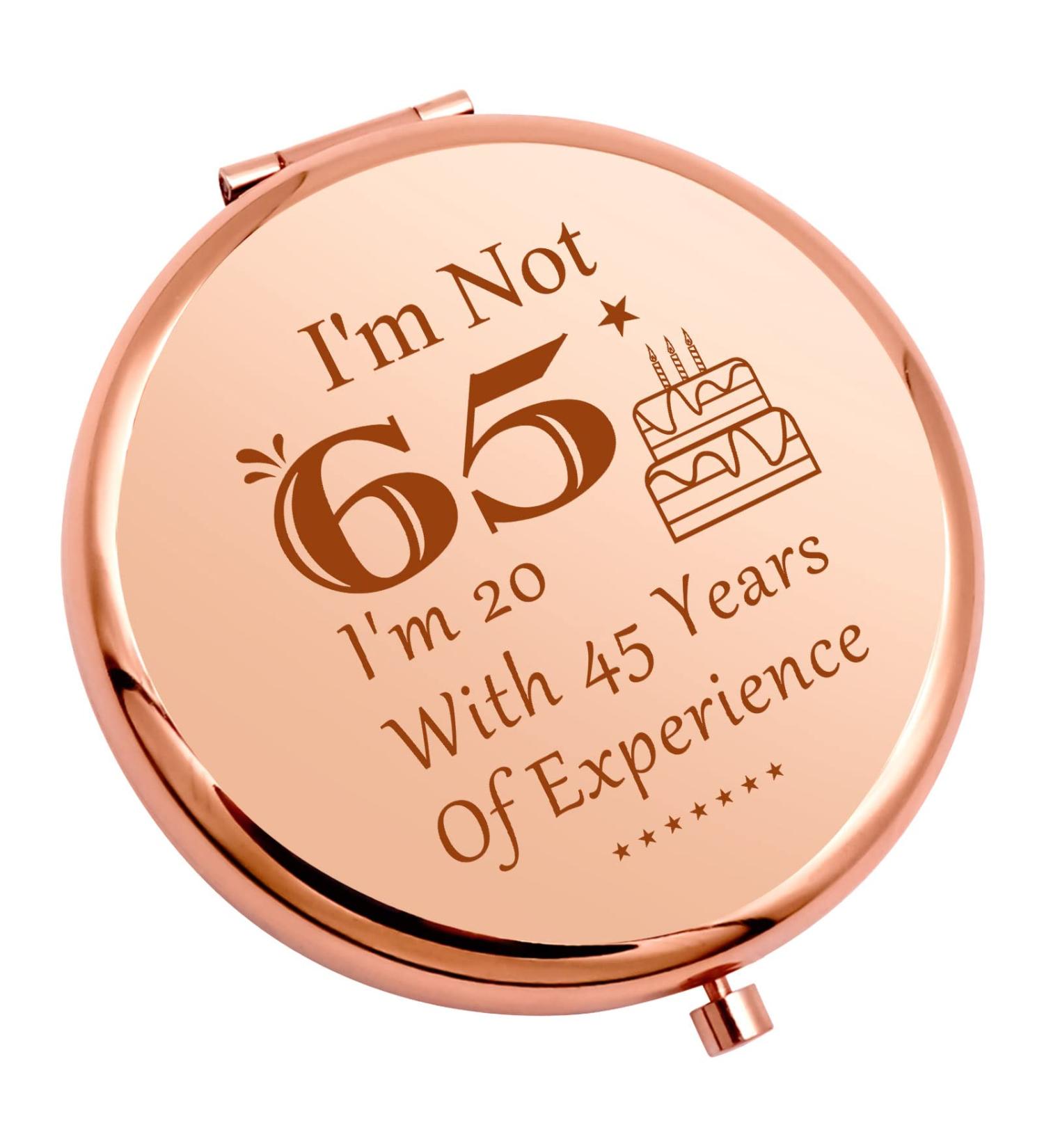 65th Birthday Compact Mirror - Funny Gift Ideas for Women, Grandma, Mom - 1957 Birthday Decorations - Travel Makeup Mirror - Buy Online on SooperMarket.com