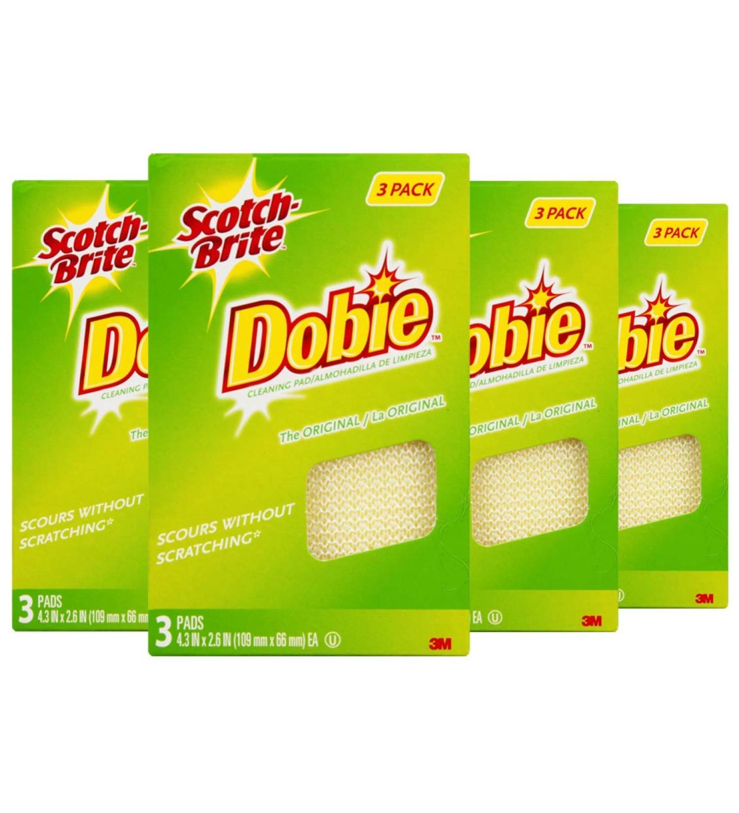 3M Scotch-Brite Dobie All Purpose Pads - 3 Count, Pack of 4 (Total 12 Pads) - Buy Online on SooperMarket.com