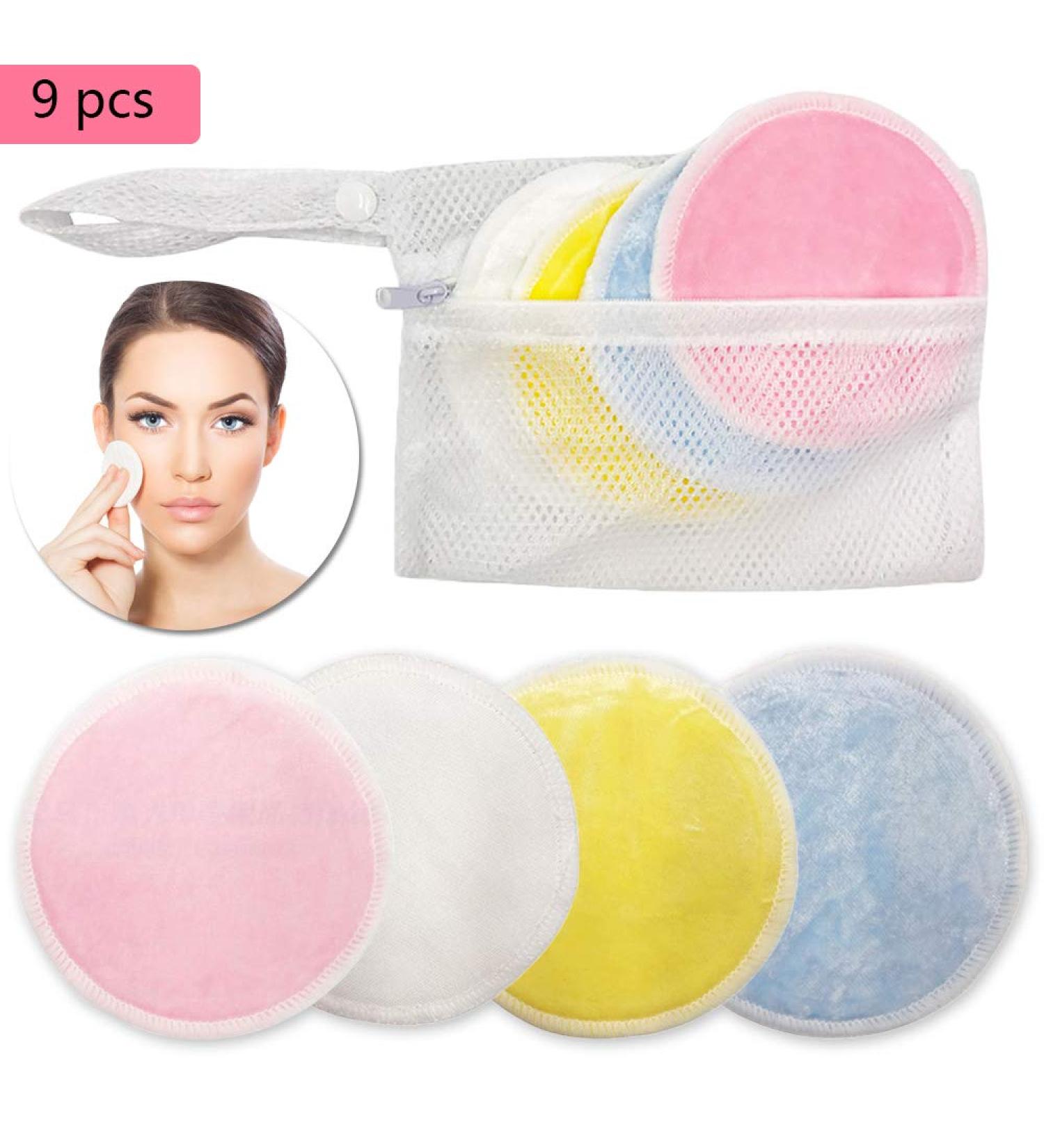 Reusable Makeup Remover Pads Washable Cotton Pad with Laundry Bag Washable Facial Cleansing Soft Nursing Pad for Eye Makeup Remove Face Wipe (8pcs+1bag) - Buy Online on SooperMarket.com