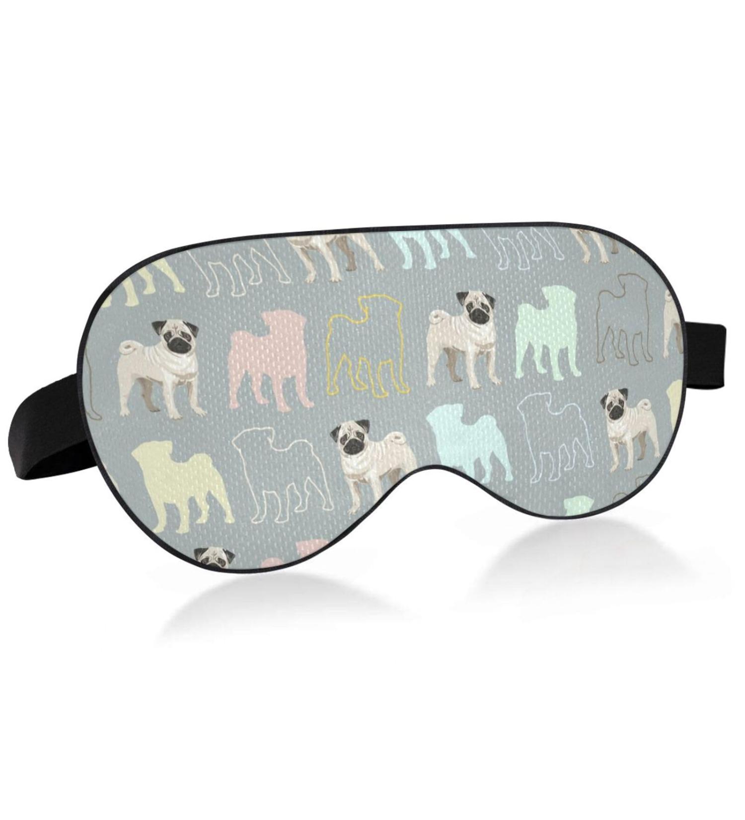 Haskirky Light Blocking Eye Mask - Adjustable for Adults, Perfect for Travel, Yoga, and Deep Sleep - Cute Colored Pugs Design - Buy Online on SooperMarket.com