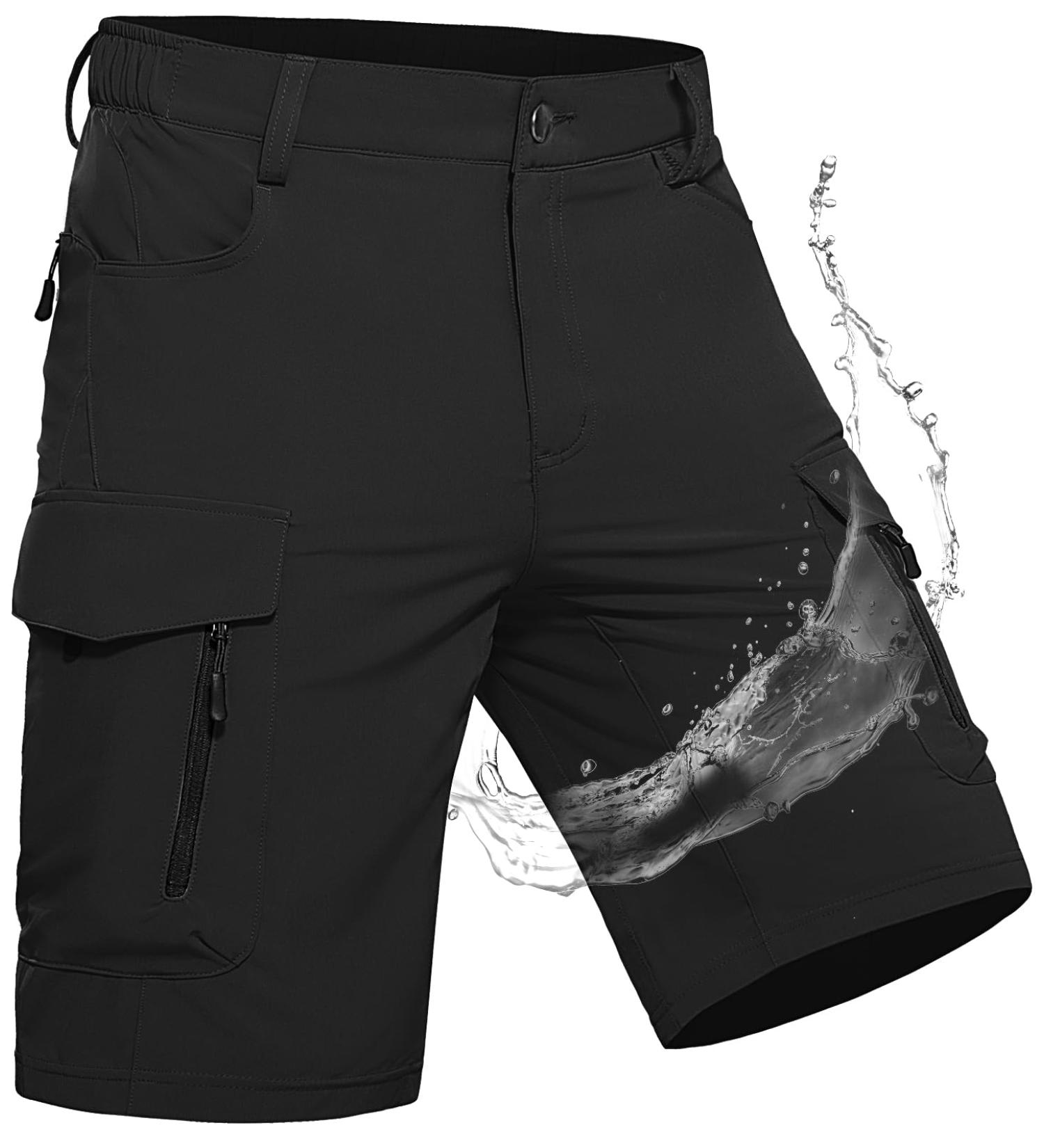 Shop Waspornow Men's Cargo Shorts - 7 Pocket Bermuda Hiking Pants & Chinos | Summer MTB & Work Shorts in Black - Buy Online on SooperMarket.com