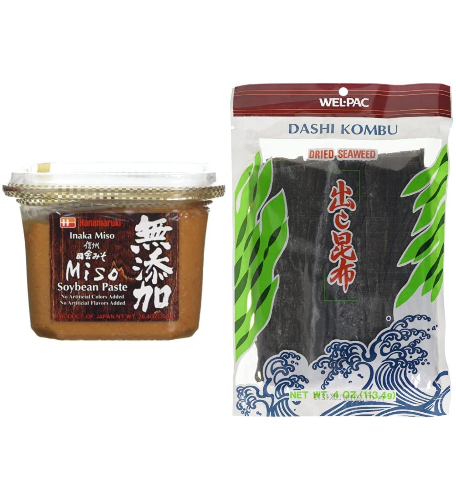 Hanamaruki Cup Mutenka Inaka Miso Paste 750 g & WEL-PAC Dashi Kombu Dried Kelp 113.4 g - Buy Online on SooperMarket.com