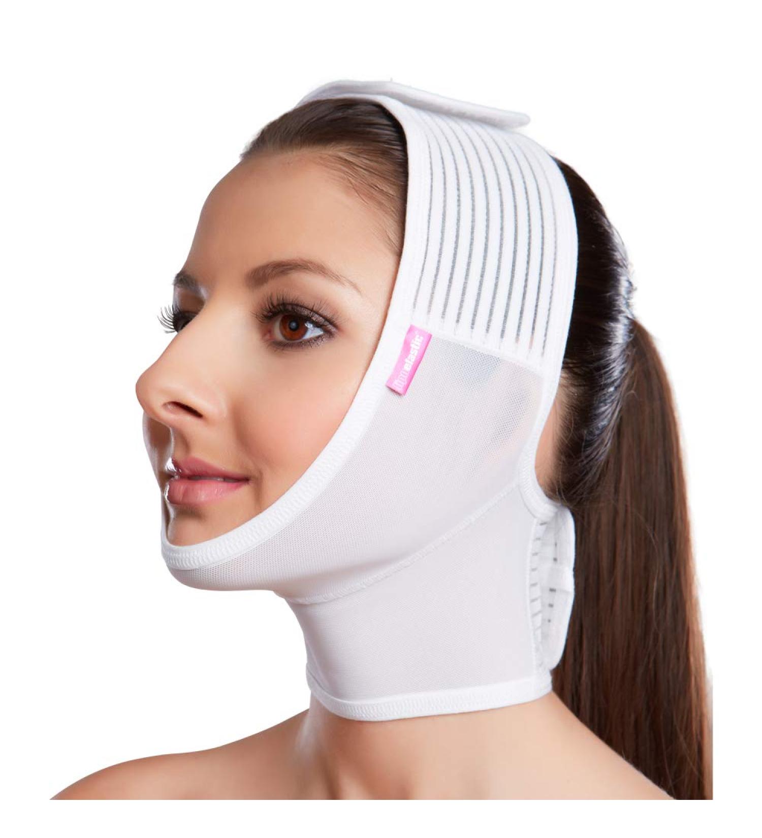 LIPOELASTIC- FM extra- Post Surgical Chin and Neck Lifting Compression Mask for Women and Men with Velcro fastener Jowl Tightening (Large) - Buy Online on SooperMarket.com