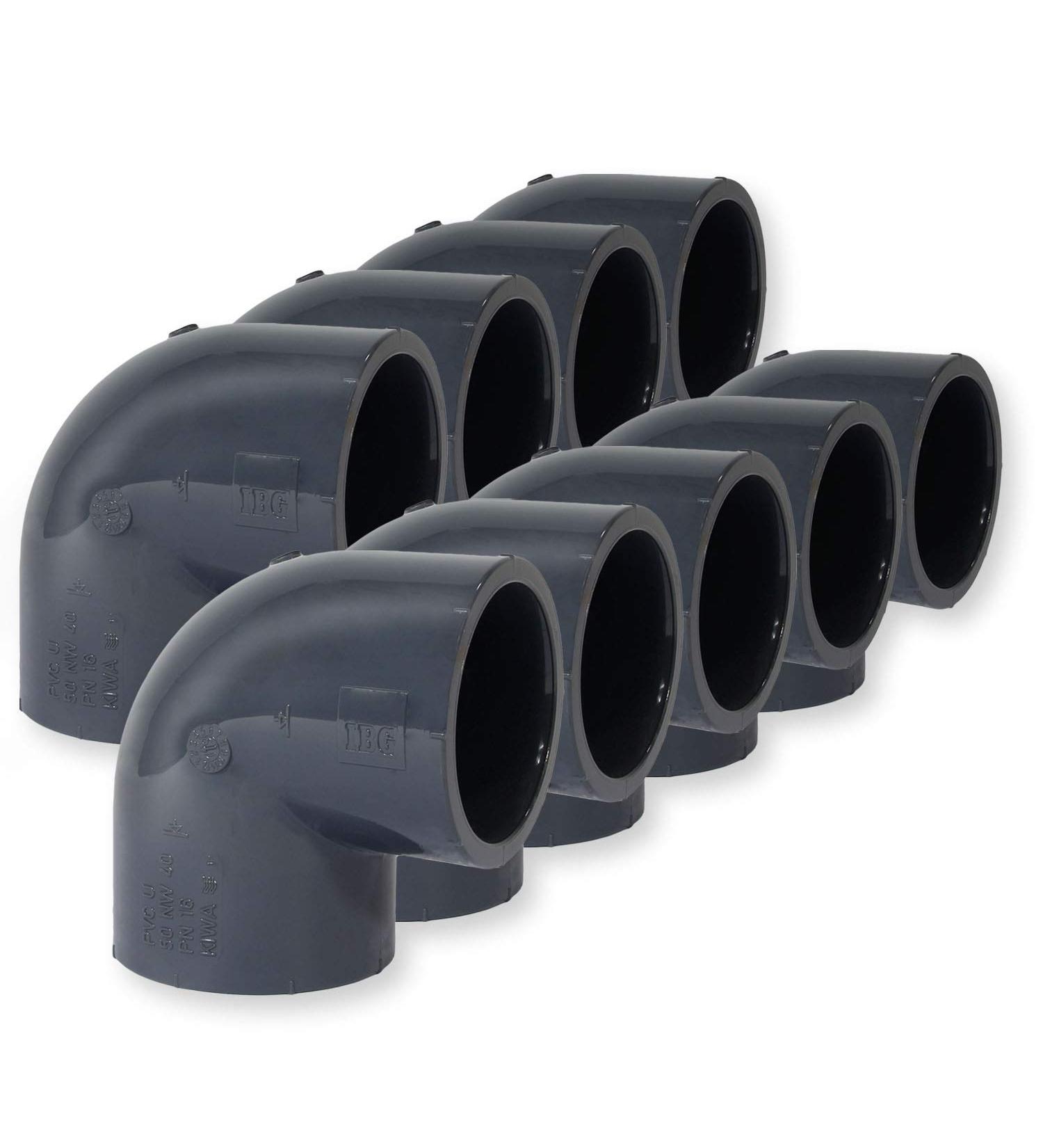 Paradies Pool PVC Fitting Angle 90 50mm - Premium Quality with Adhesive Sleeves | 9 Pieces | International Shipping - Buy Online on SooperMarket.com