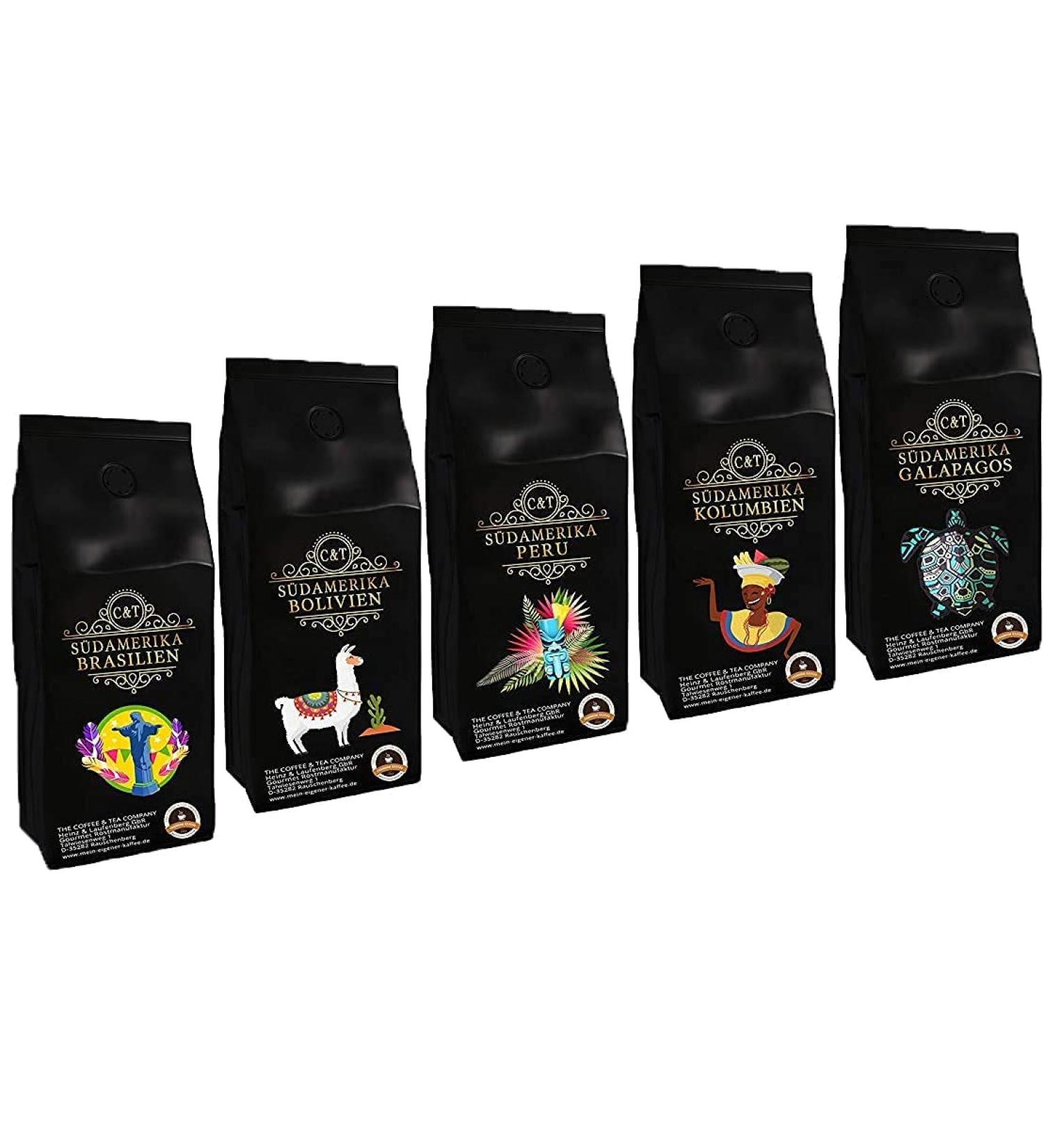 Country Coffee Set "South America" coffee beans freshly roasted 5 x 500 g whole bean Whole bean 2.5 kg (1 pack)