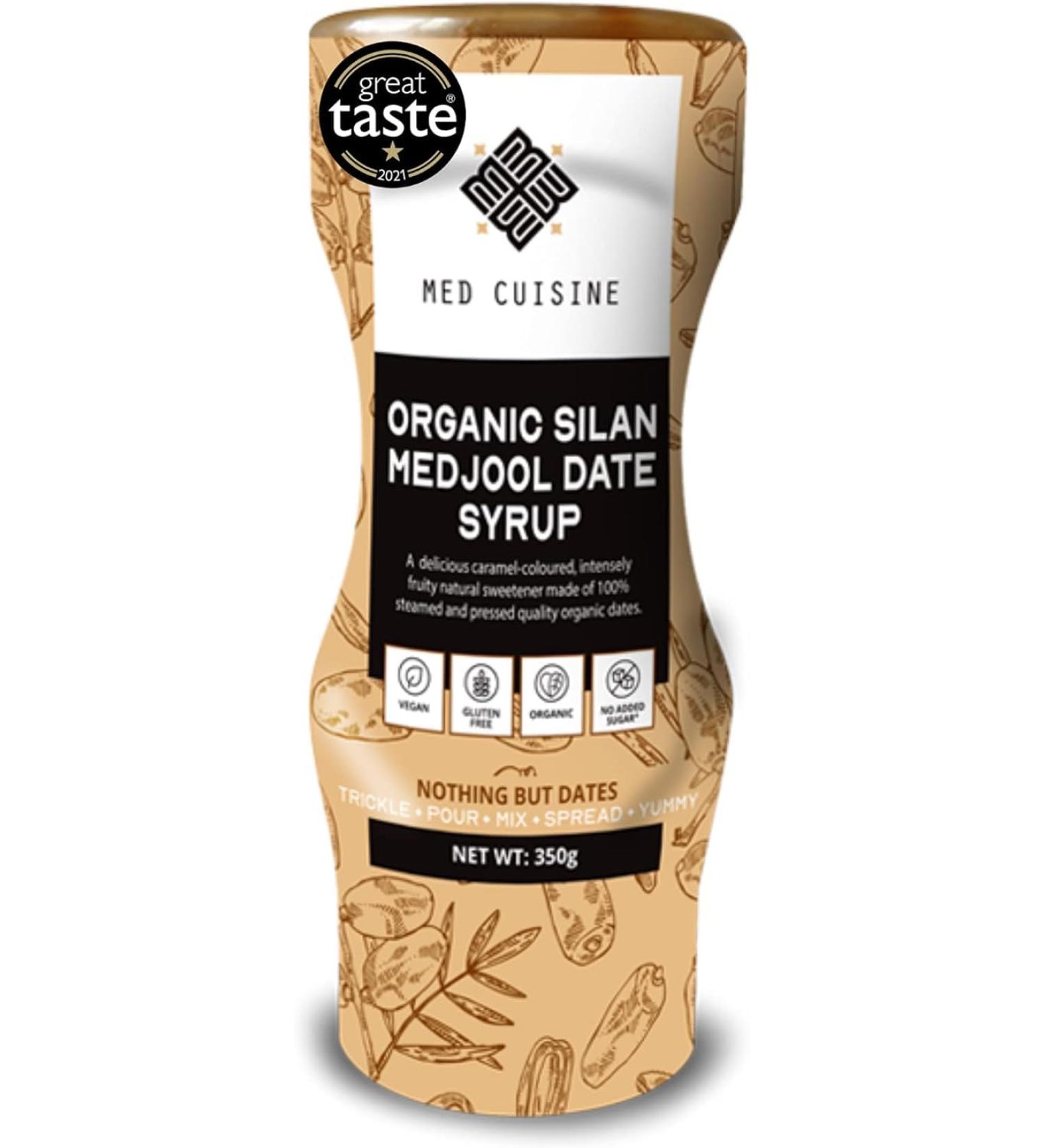 Med Cuisine Organic Silan Dates Syrup 350GR - 100% Pure & Natural Sugar-Free Dates Syrup - Vegan Paleo-Friendly Non-GMO & Gluten-Free Coffee Syrup- Squeeze Bottle 350 g (Pack of 1) - Buy Online on SooperMarket.com