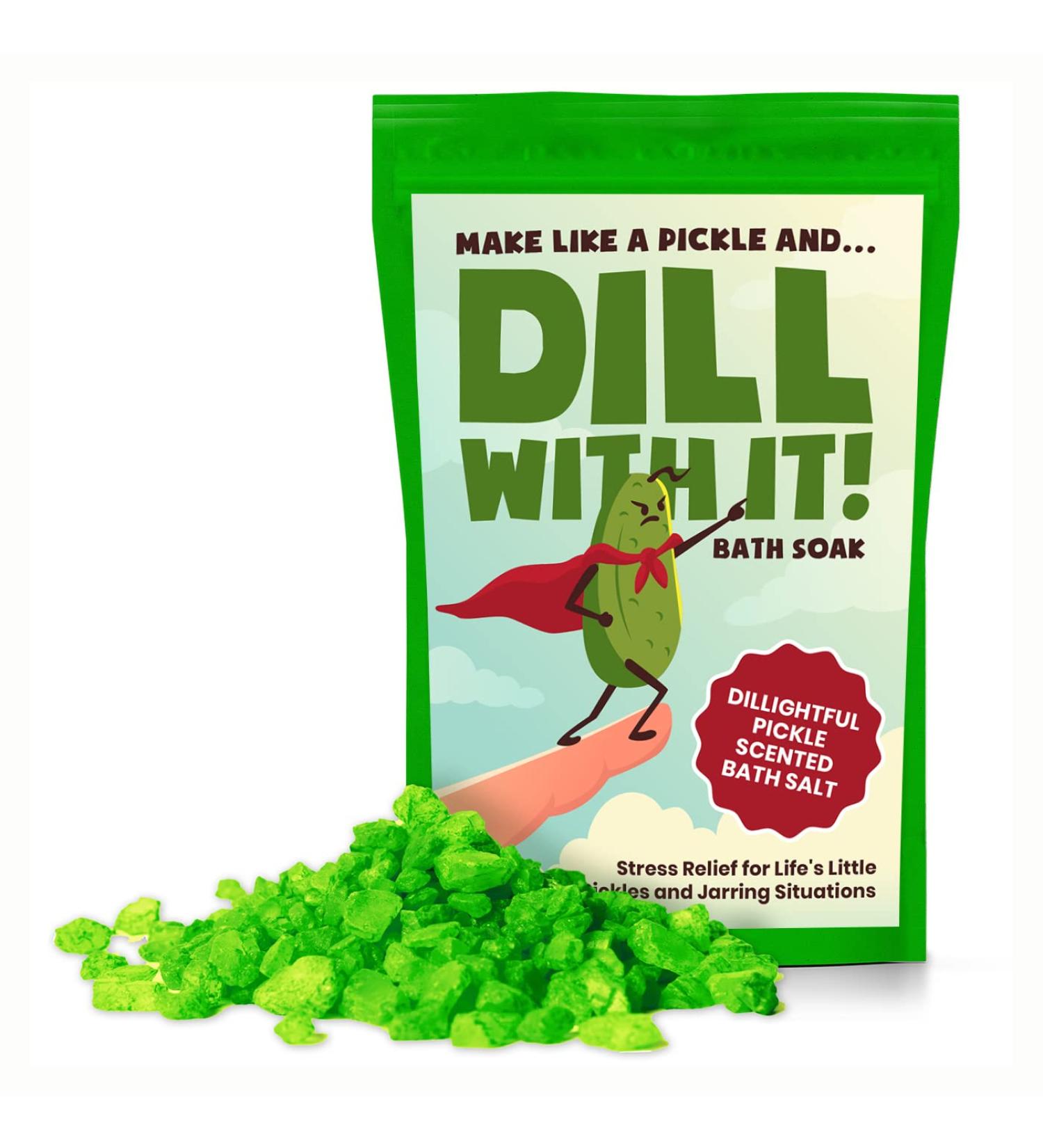 Dill with It Pickle Bath Soak - Premium Dill Pickle Scented Bath Salts for Teens | Funny Stocking Stuffers & Gift Idea for Pickle Lovers - Buy Online on SooperMarket.com