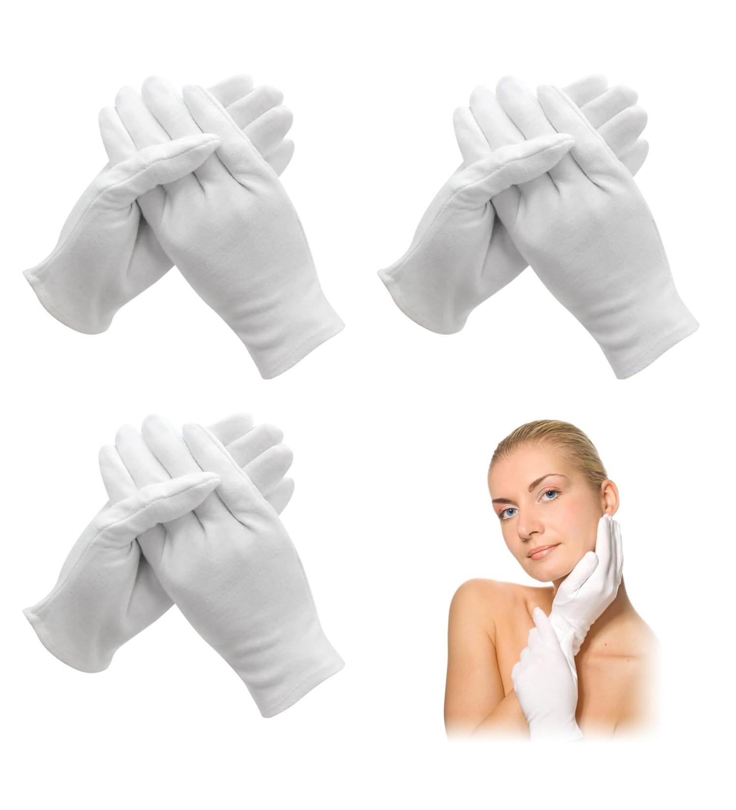QOCO 3 Pairs White Gloves Cotton Moisturising Gloves for Eczema Dry Hands Breathable Machine Washable Cloth Gloves for Men Women Bedtime Sleep Overnight Hand Cream Lotion Protection Gloves - Buy Online on SooperMarket.com
