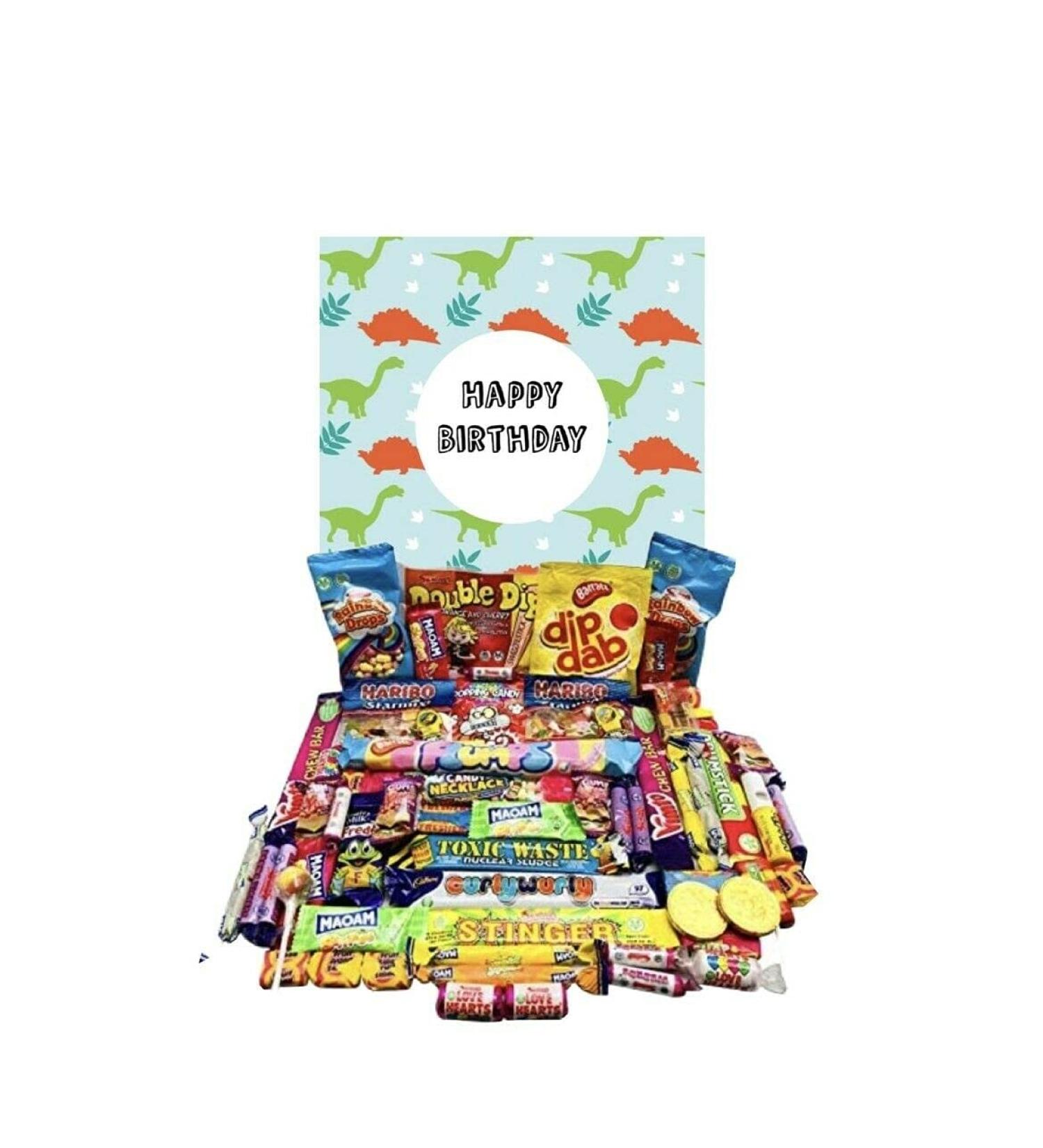 Happy Birthday Dinosaur Sweets Pick N Mix The Ultimate Retro Sweet Selection 70s 80s Box Sweet Hamper -Present gift for Birthday children s kids Dino - Buy Online on SooperMarket.com