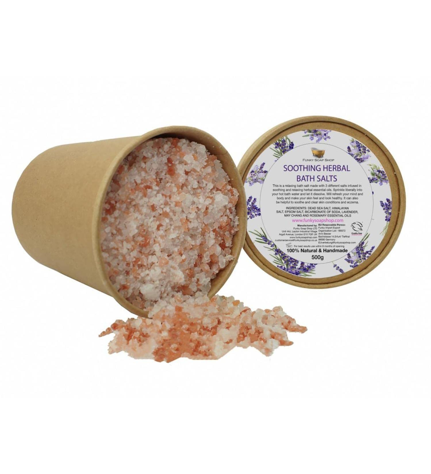 Soothing Herbal Bath Salt 100% Natural & Handmade Kraft Paper Tin with 500 G