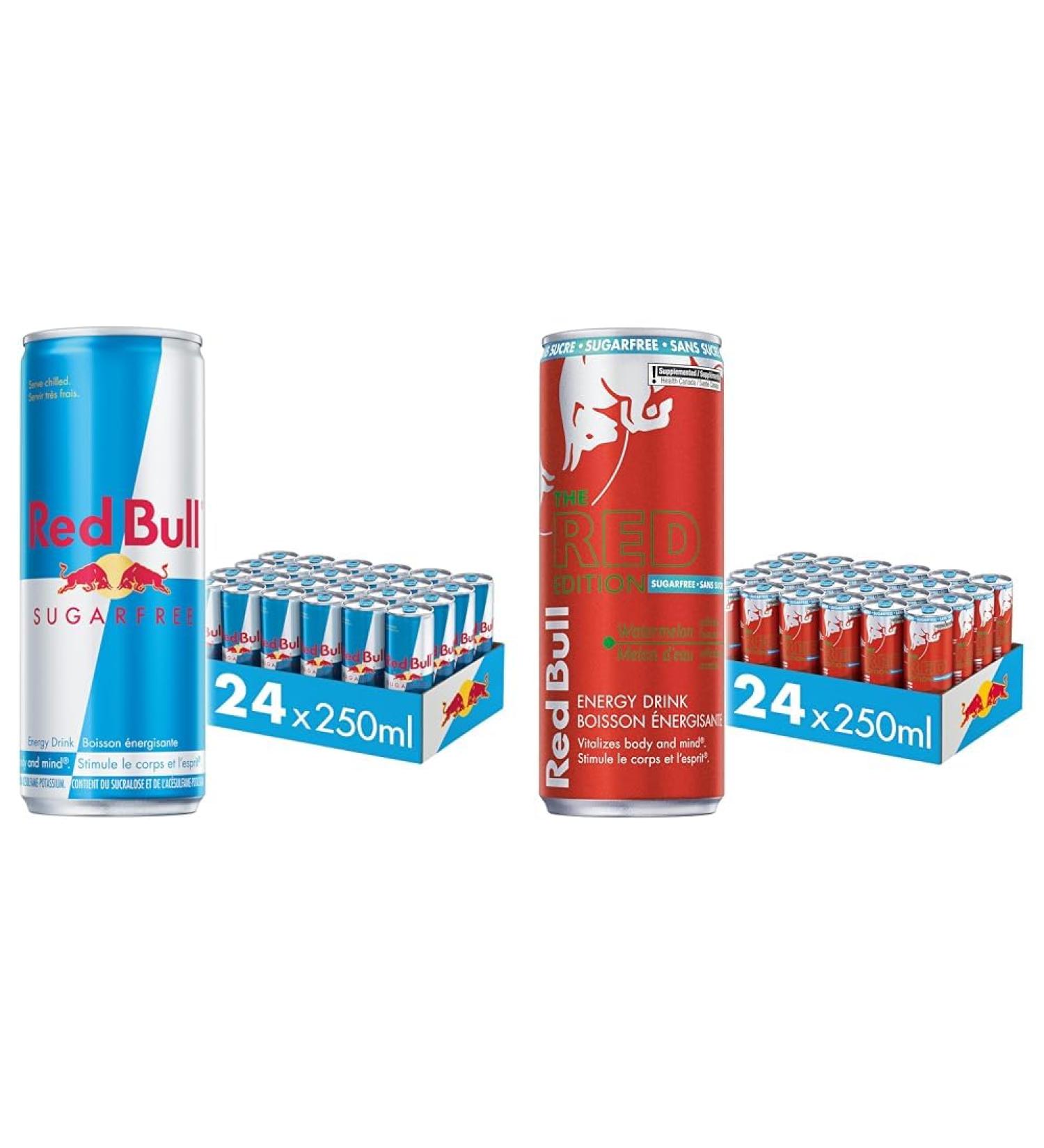 Red Bull Energy Drink Sugar Free 250 millilitre (Pack of 24) & Energy Drink Watermelon Sugarfree 250ml (24pk) - Buy Online on SooperMarket.com