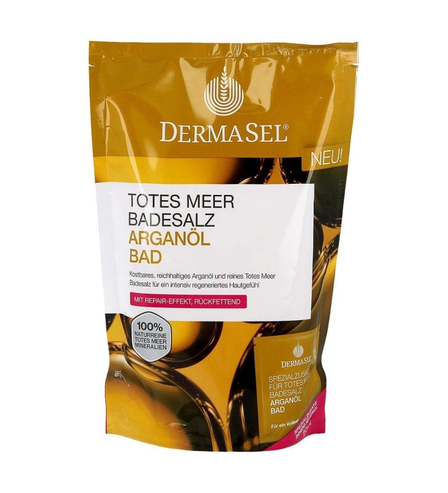 Dermasel dead sea swimming salt argan oil bathroom