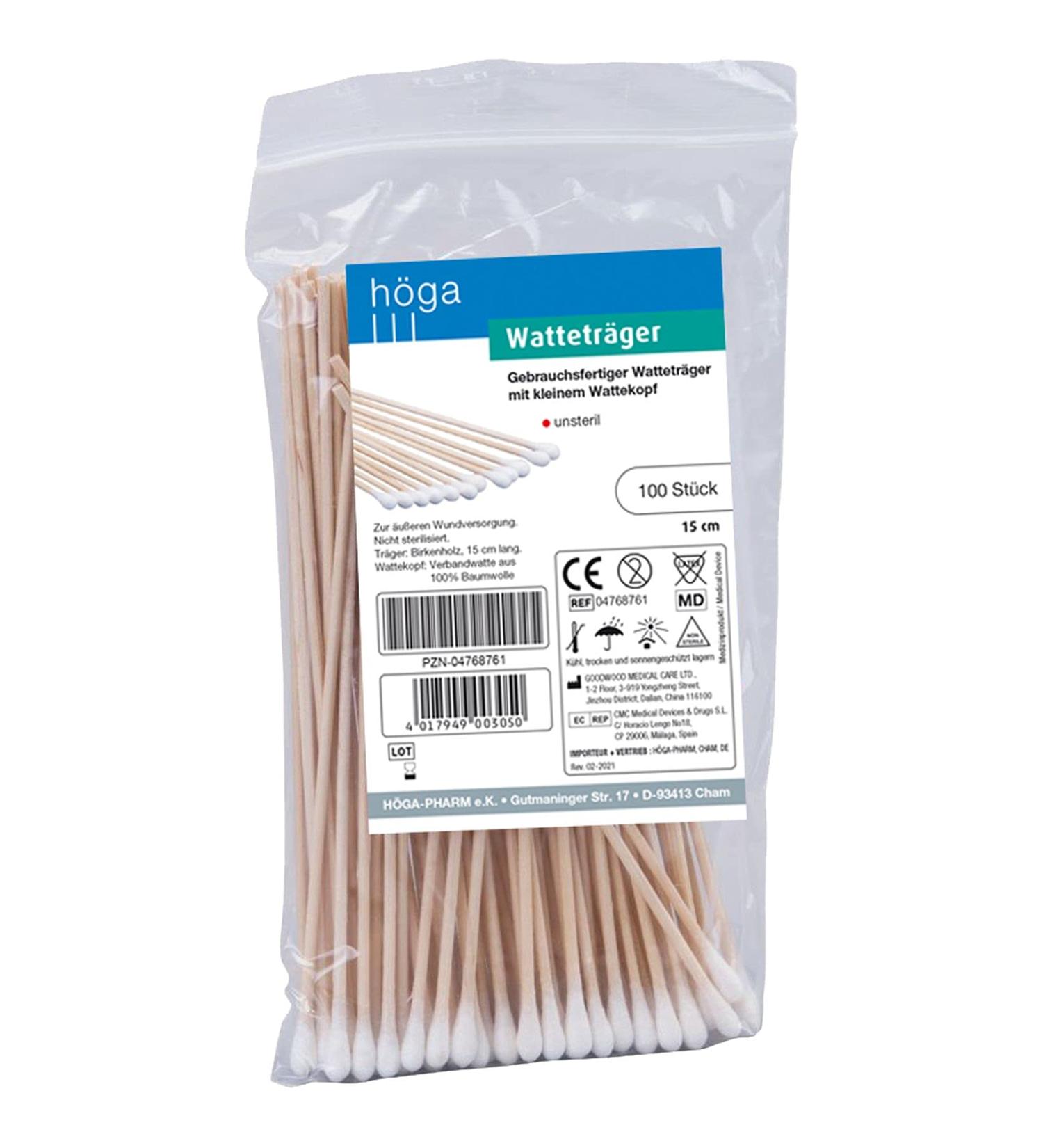 Cotton carrier Small head wooden stick with a small cotton head 15 cm long 100 pieces Unstertil 2 -pack (2 x 100 pieces) 100 pieces (2 -pack)