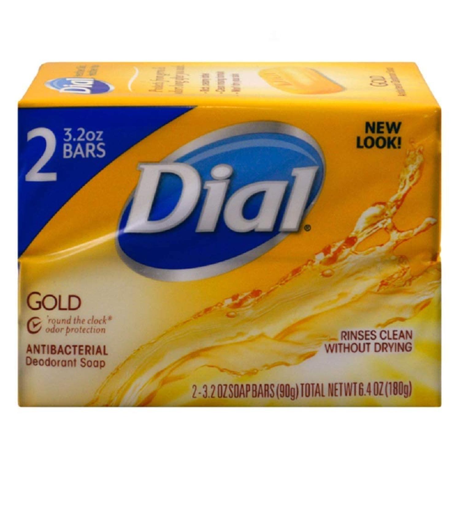 Dial Gold Antibacterial Deodorant Soap, 2 Pack, Total Net Wt 6.4 oz Gold 3.2 Ounce (Pack of 2)