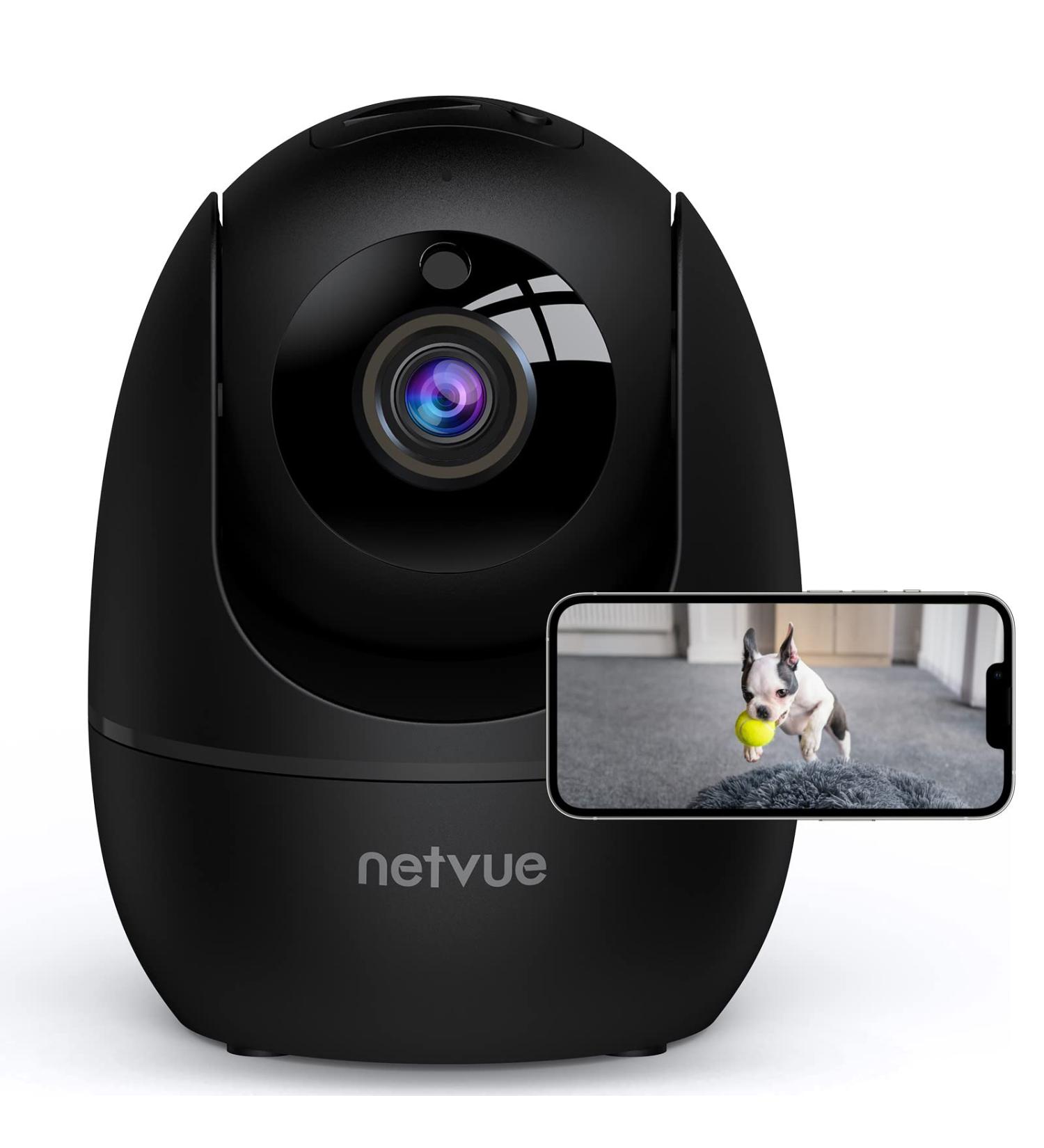 NETVUE 1080P FHD WiFi Pet Camera | Indoor Security Camera with 2-Way Audio, Night Vision, AI Human Detection | Cloud Storage/TF Card | Black - Buy Online on SooperMarket.com