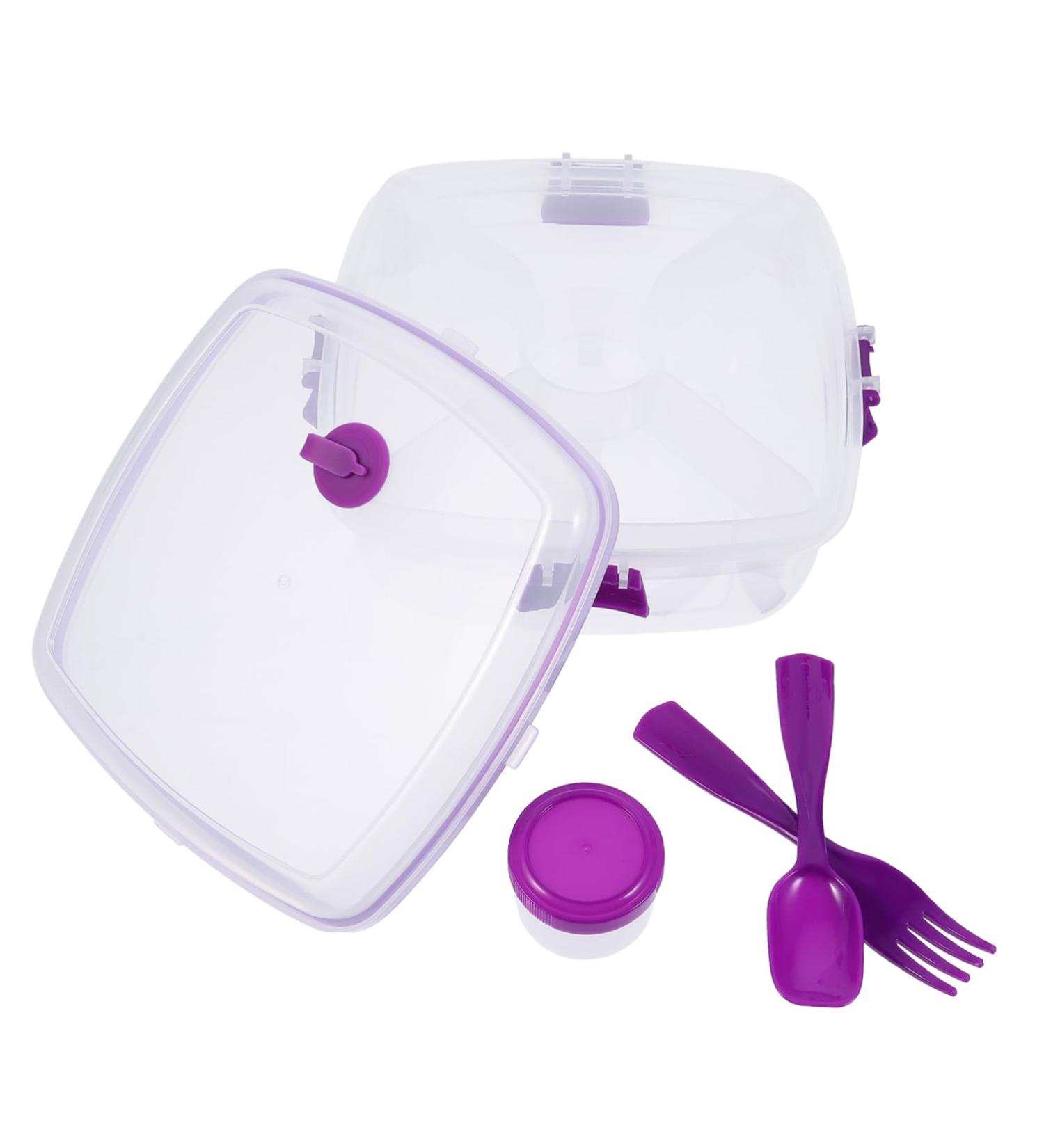 OFFSCH Double Layer Salad Box Japanese Bento Clear Container Crisper Container Square Food Box re-usable As Shown 19.4X19.4CM - Buy Online on SooperMarket.com