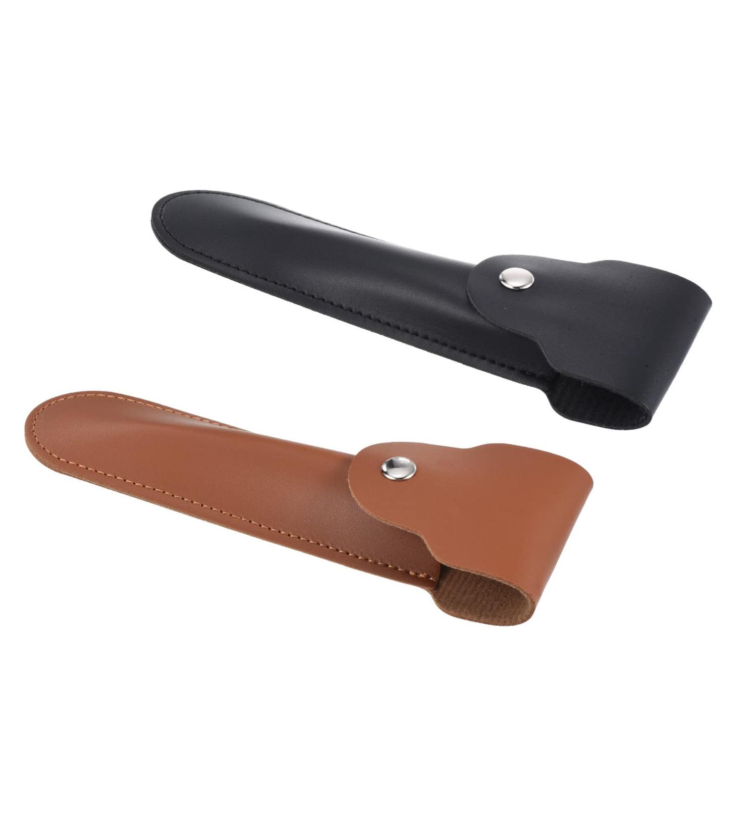 Patikil Leather Razor Protective Cover 2-Pack | Double Edge Razor & Vagina Shaver Protection | Travel-Friendly Black & Brown Case - Buy Online on SooperMarket.com