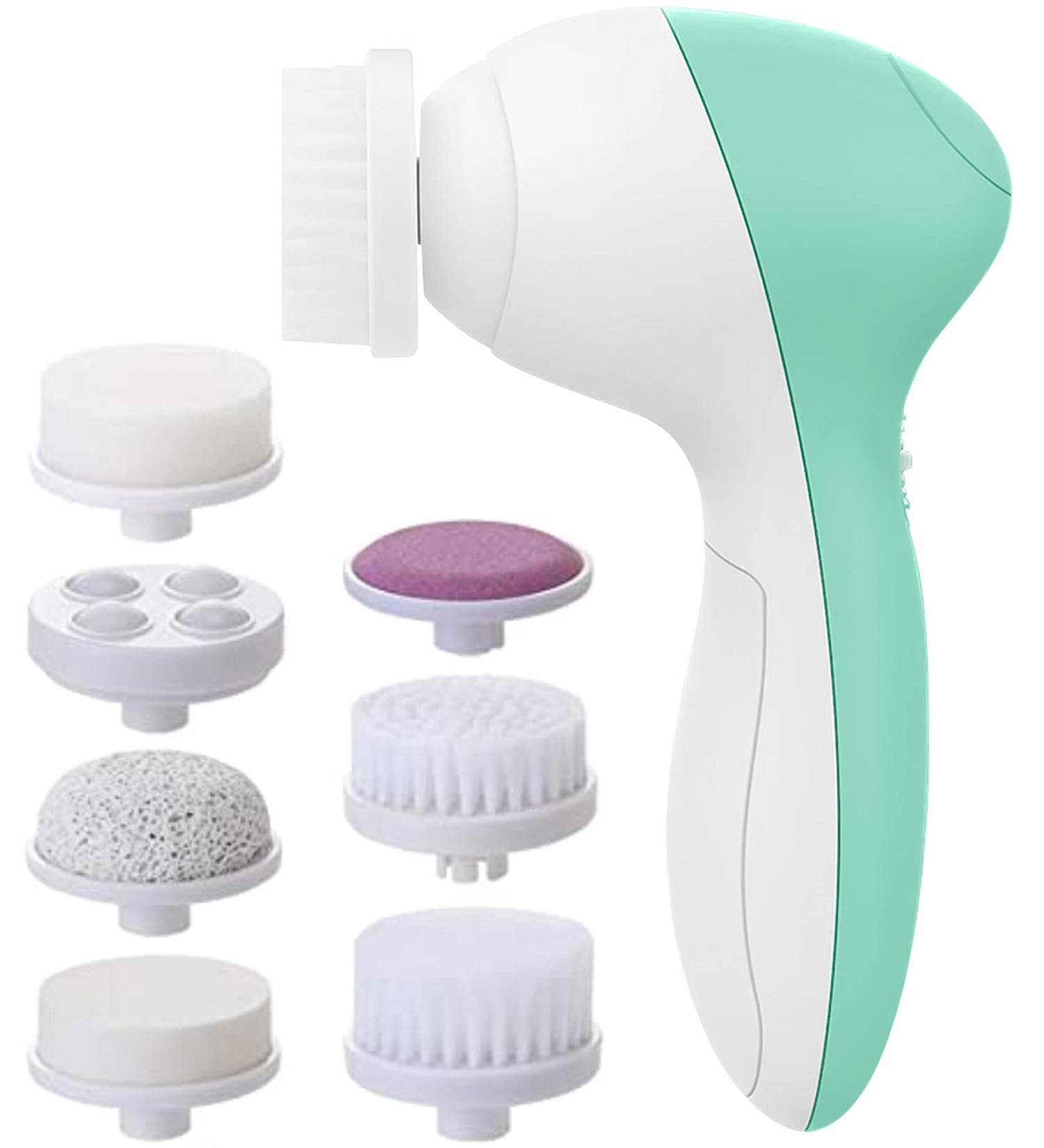 Facial Cleansing Brush Set with 7 Heads | Electric Face Scrubber for Exfoliating and Cleansing | Spin Cleanser for Oily, Mixed, Normal, Dry Skin (Opal) - Buy Online on SooperMarket.com