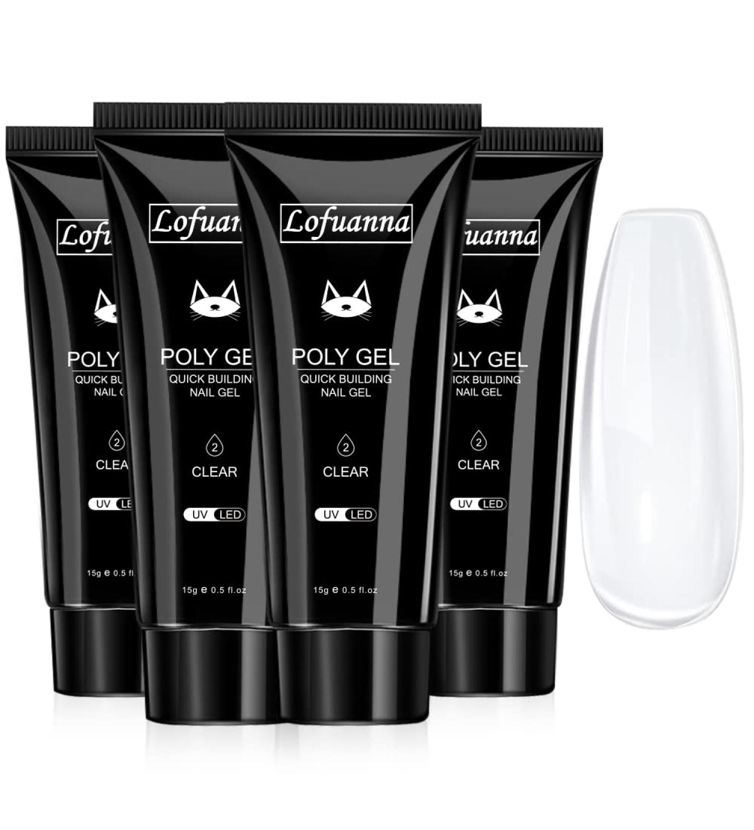 Lofuanna Poly Nail Gel Extension Kit - 4Pcs Clear Builder Gel for Professional DIY Nails - Buy Online on SooperMarket.com