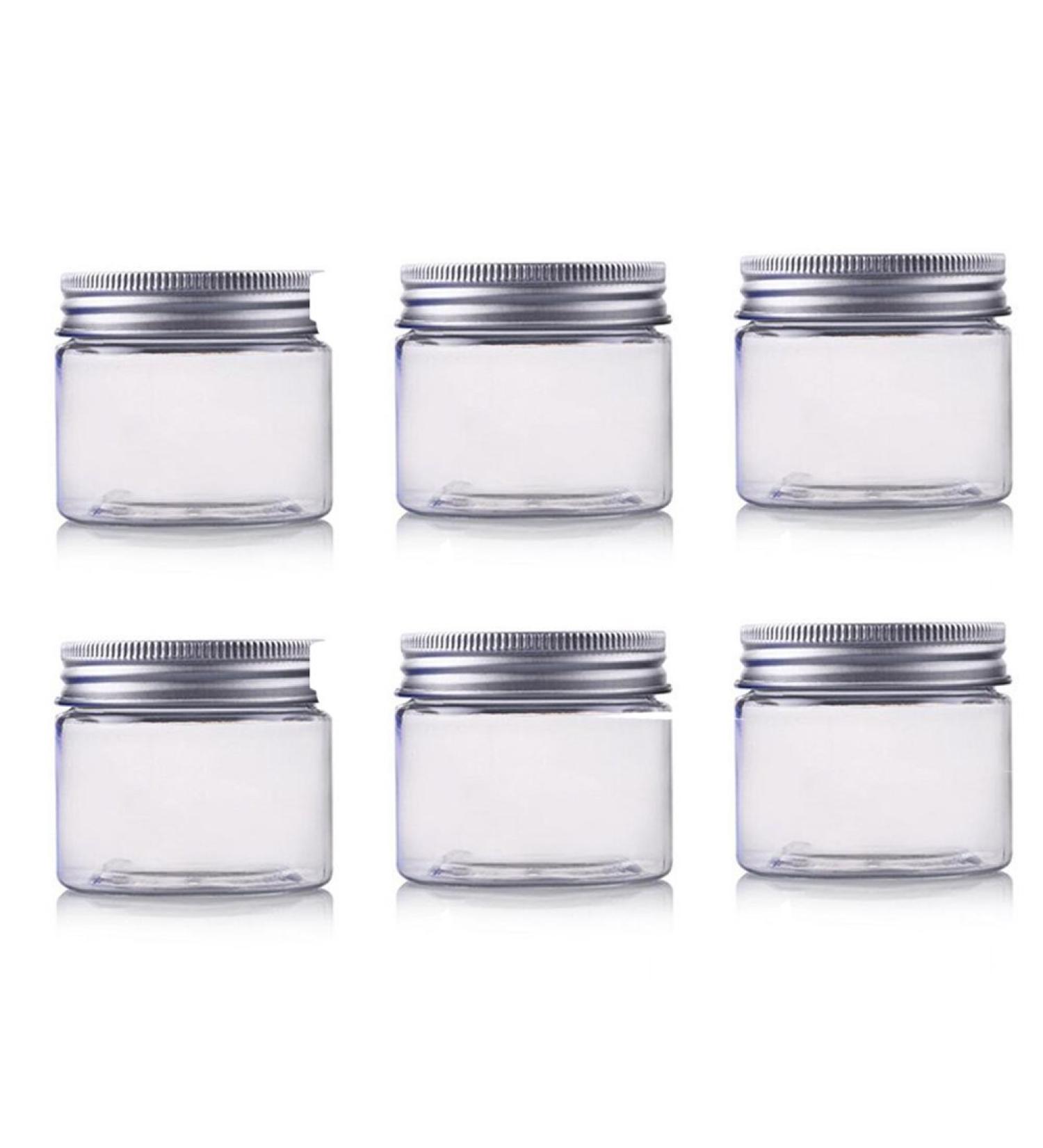 250ml PET Plastic Cosmetic Containers with Silver Aluminum Lid - 8oz Cream Lotion Jars Ointment Bottles Food Jars - 6 Pack - Buy Online on SooperMarket.com