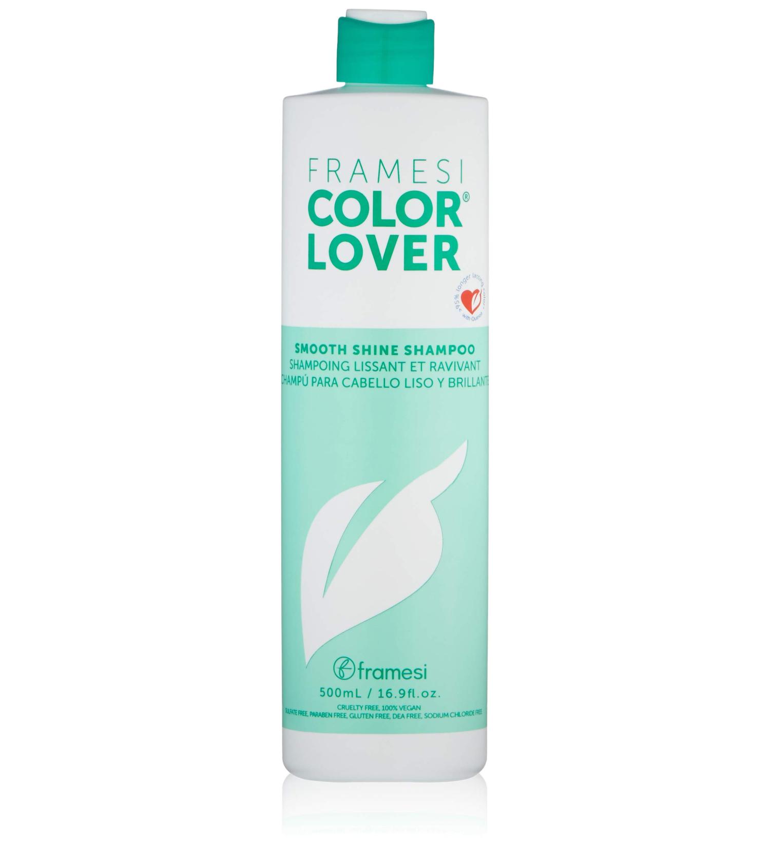 Framesi Color Lover Smooth Shine Sulfate-Free Shampoo with Quinoa and Aloe Vera - 16.9 Fl Oz | For Color Treated Hair - Buy Online on SooperMarket.com