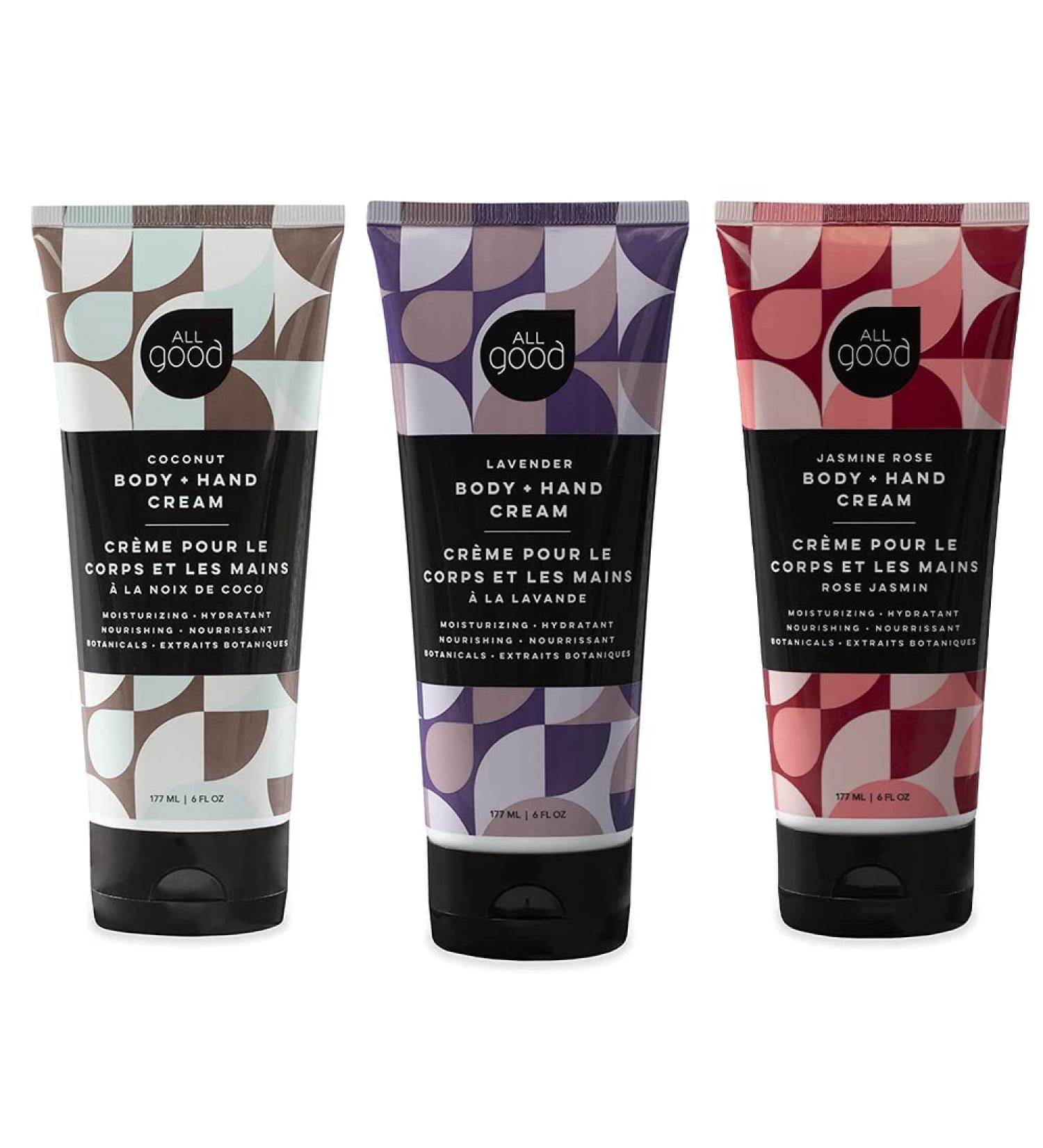 All Good Organic Body & Hand Cream for Women & Men - Moisturizing Dry Skin with Lavender Oil, Cocoa Butter, Rosehip Oil - Vegan & Cruelty Free - Coconut Lavender Jasmine Rose (3-Pack) - Buy Online on SooperMarket.com