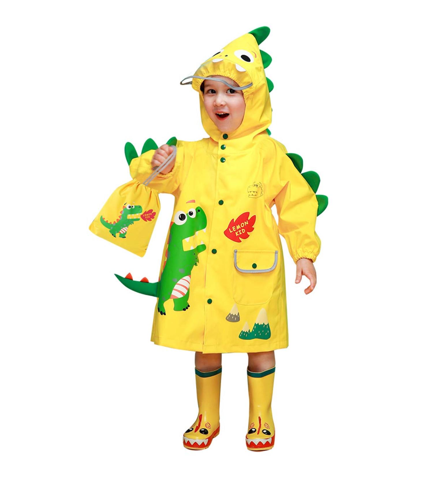 Barakara Kids Waterproof Rain Poncho - Lightweight Hooded Rain Jacket with Reflective Safety - Yellow B XL - Buy Online on SooperMarket.com