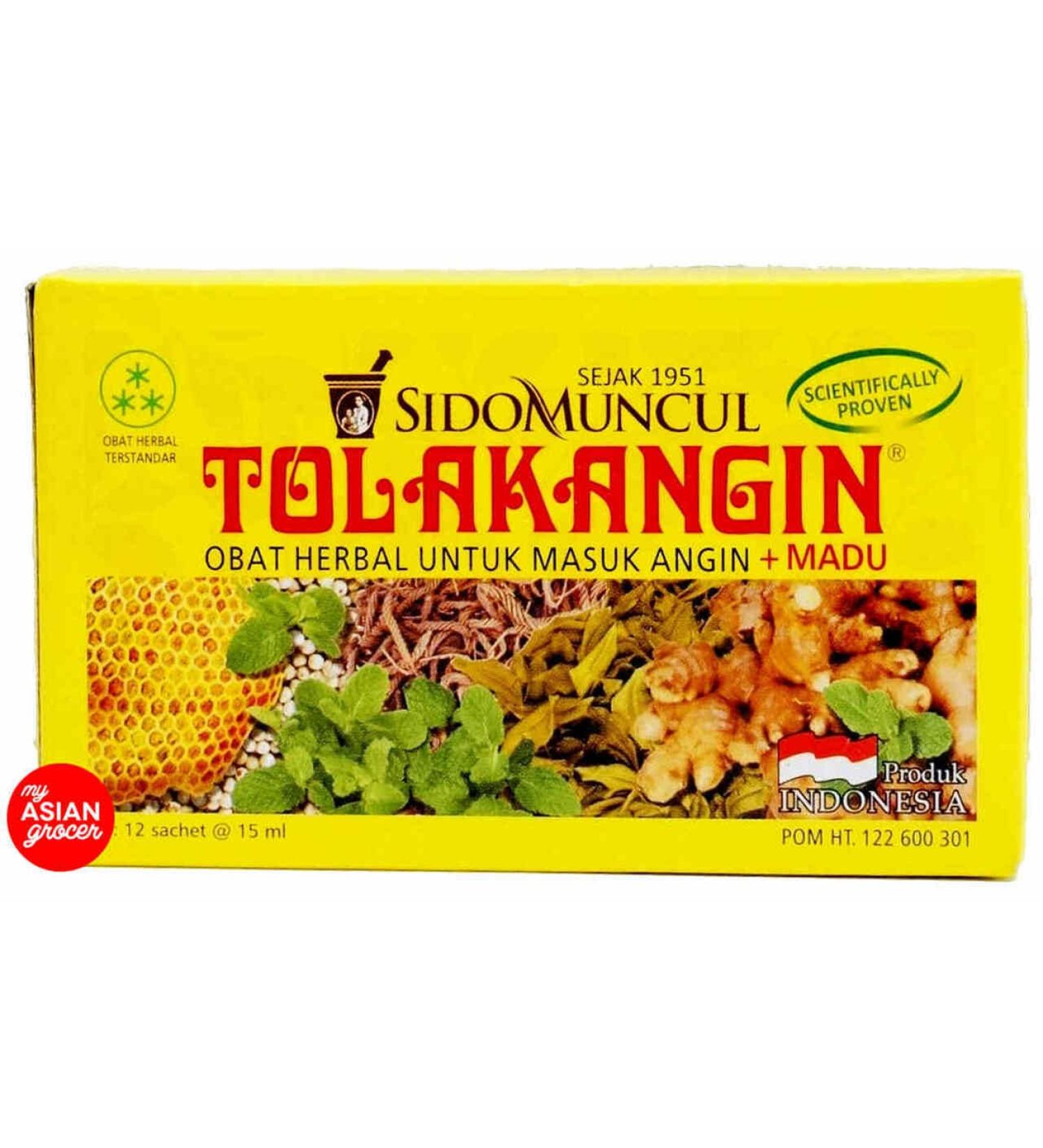 Sido Muncul Tolak Angin Herbal with Honey 12-ct, 180 Ml/ 6 fl oz (Pack of 1)
