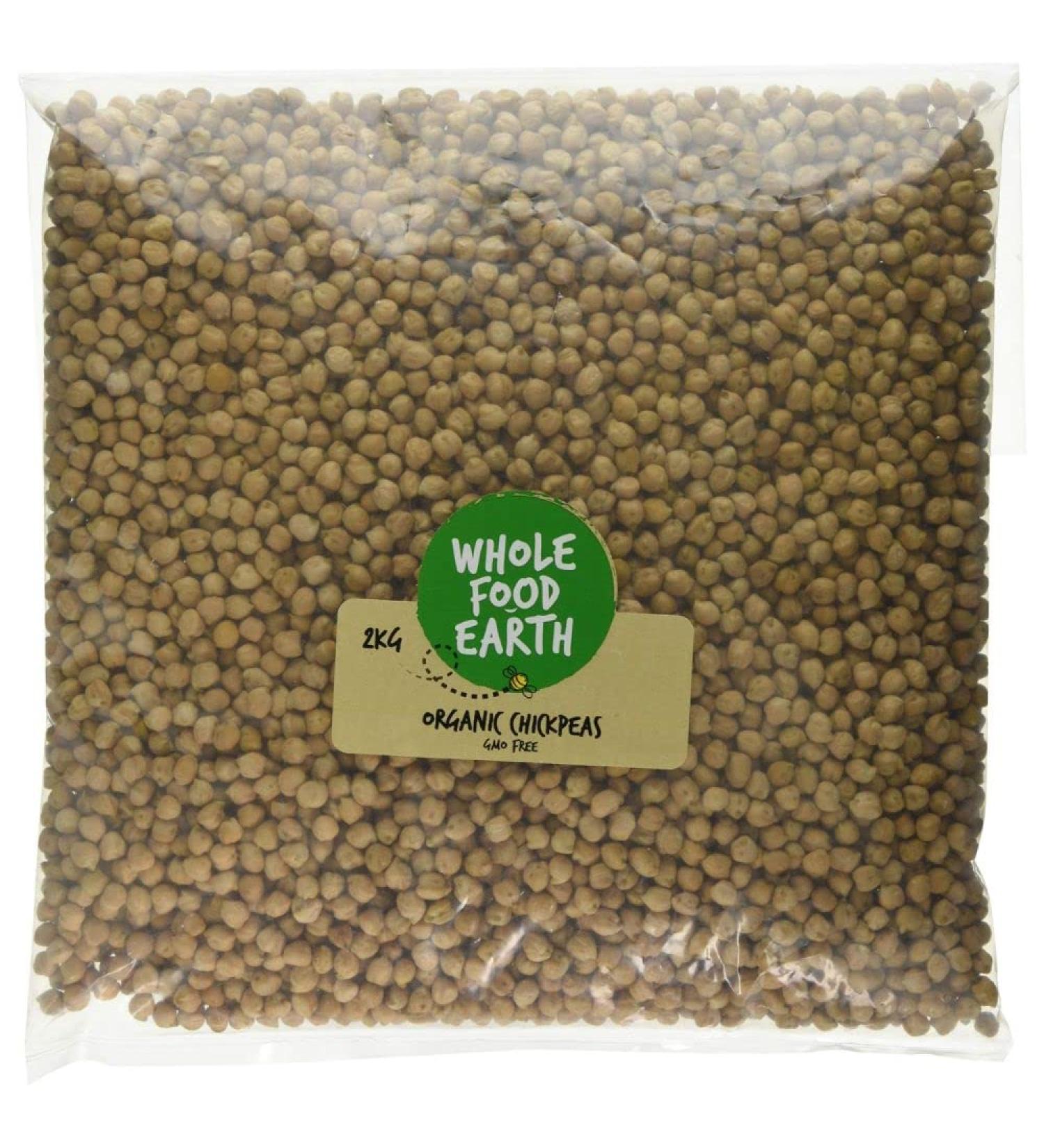 Wholefood Earth Organic Chickpeas 2kg - GMO Free, Vegan, High Fibre & Protein | Certified Organic - Buy Online on SooperMarket.com
