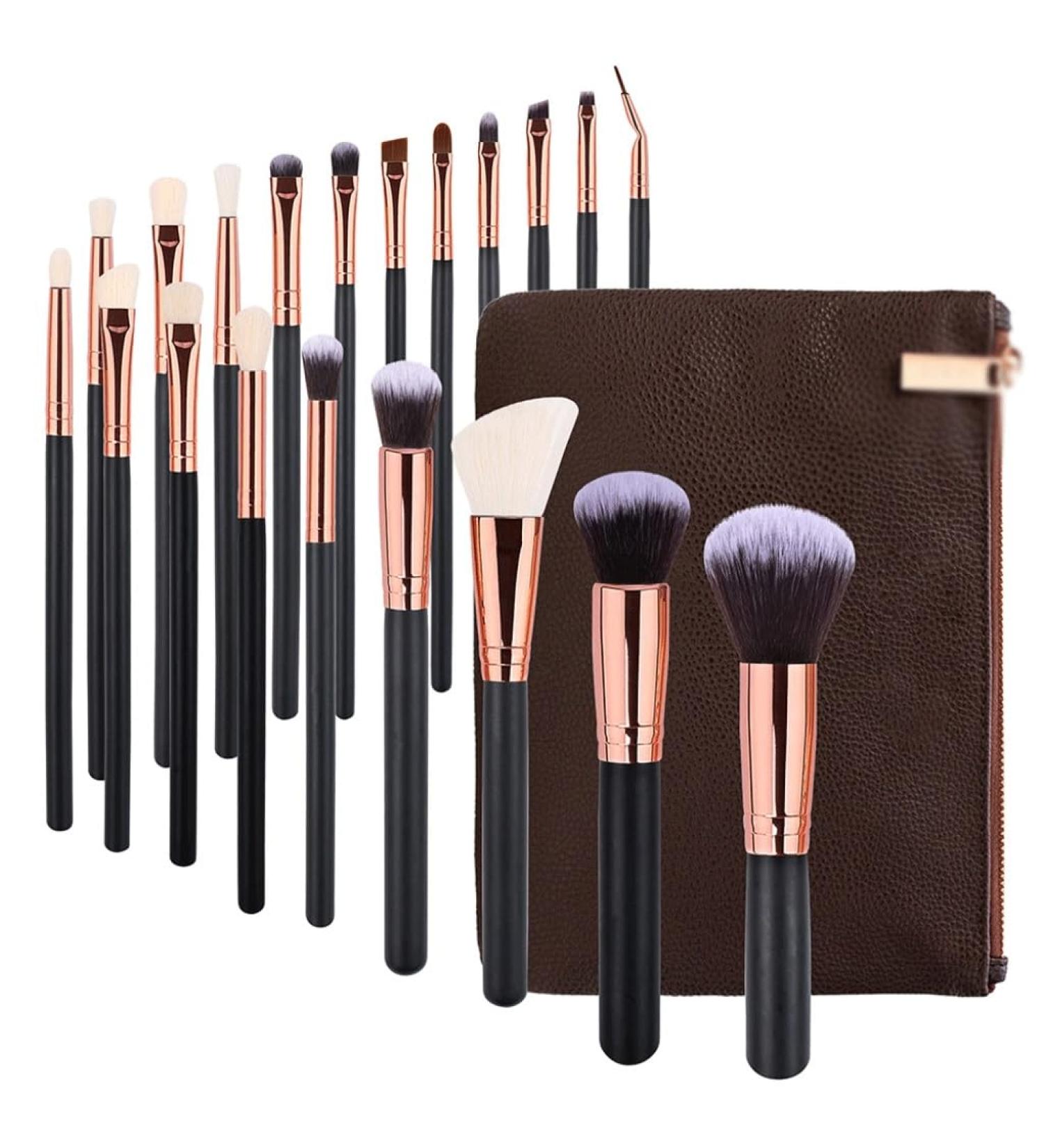 20-Piece Black Makeup Brush Set - Professional Beauty Tools for Foundation Eyeshadow & Powder | Perfect for Flawless Makeup Application - Buy Online on SooperMarket.com