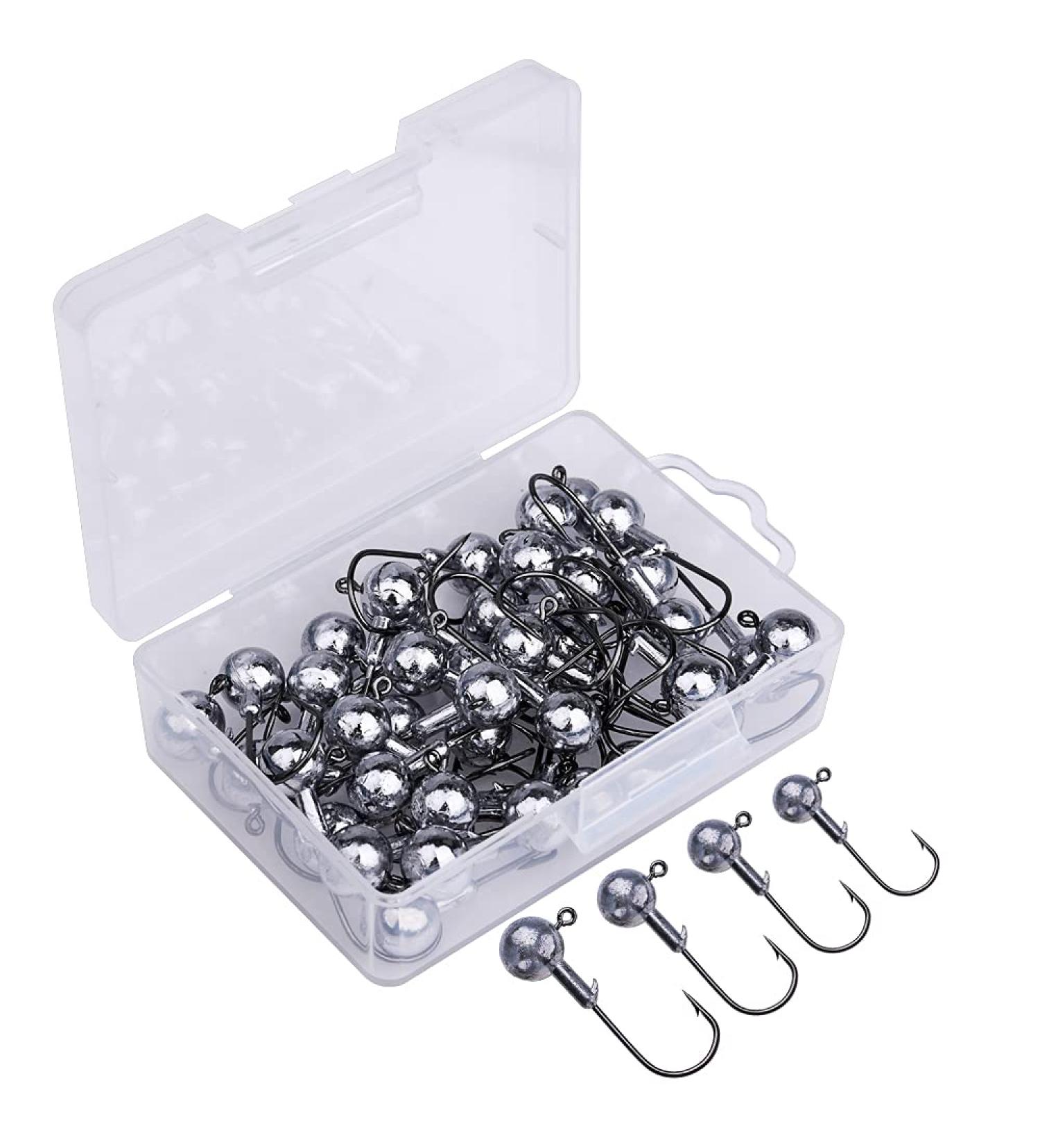 Goture 50-Piece Jig Head Fishing Hook Set - Sharp Rubber Fish Hooks for Carp & Jigs Multiple Weights Available - Buy Online on SooperMarket.com