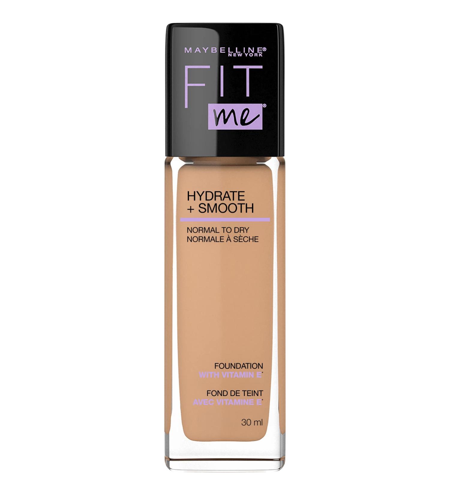Maybelline New York Fit Me Hydrate + Smooth Foundation Natural Luminous Finish Moisturizing Medium Coverage for Normal to Dry Skin Medium Buff 30 ml