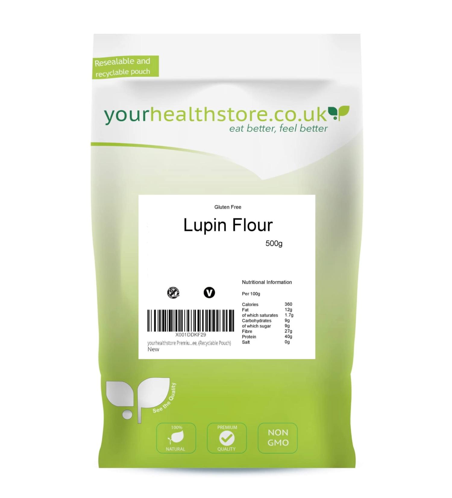 yourhealthstore Premium Lupin Flour 500g Keto Vegan Gluten Free (Recyclable Pouch)