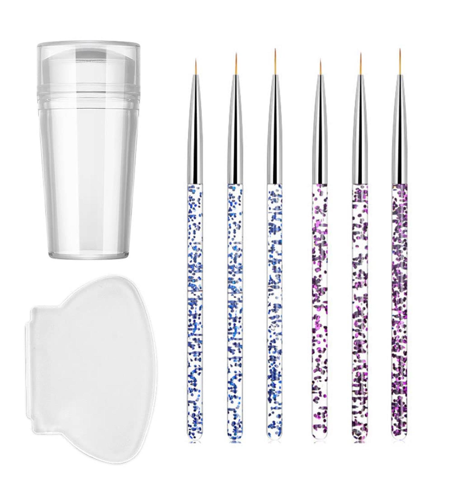 8-Piece Nail Art Jelly Stamper Kit with Scraper and Brushes | Clear Silicone Jelly Stamper for French Tip Nails | Manicure Tools - Buy Online on SooperMarket.com