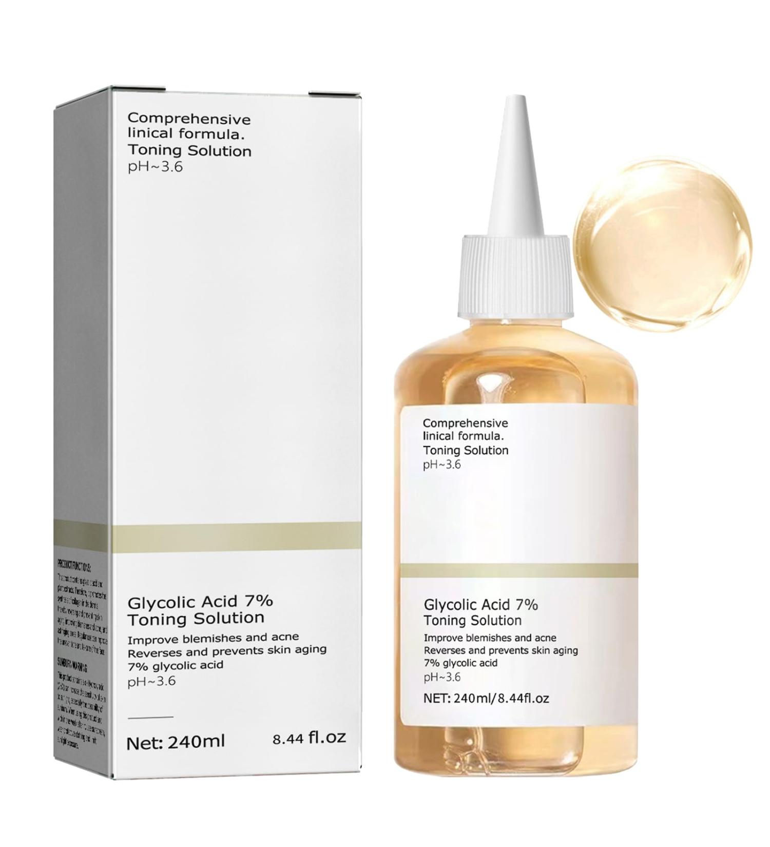 Glycolic Acid 7% Toning Solution with Hyaluronic Acid - Exfoliate, Brighten, and Rejuvenate - 240ml - Buy Online on SooperMarket.com