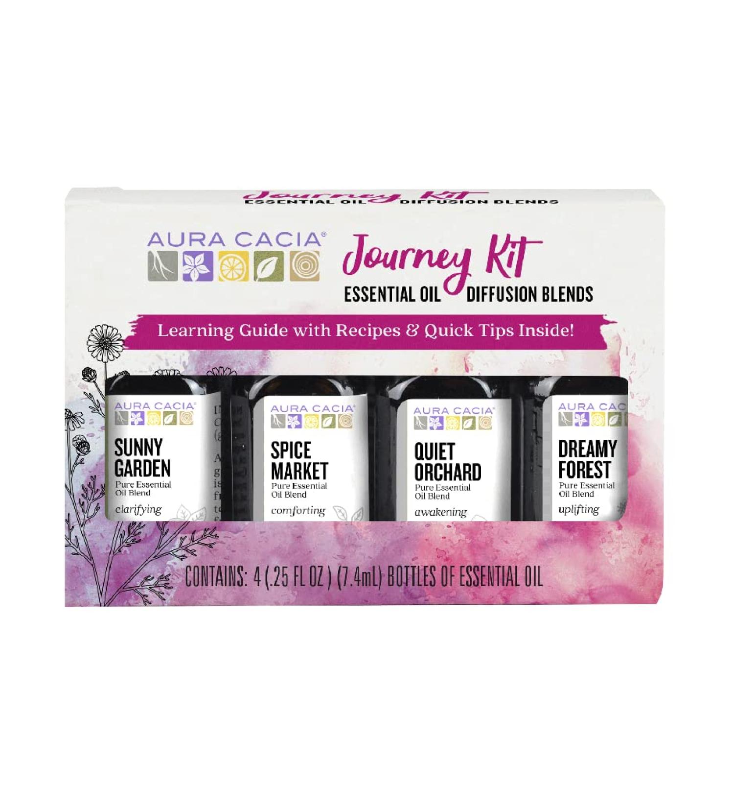 Aura Cacia Journey To Diffusion Kit - 4 Essential Oils (0.25 fl oz each) | Aromatherapy Starter Set - Buy Online on SooperMarket.com