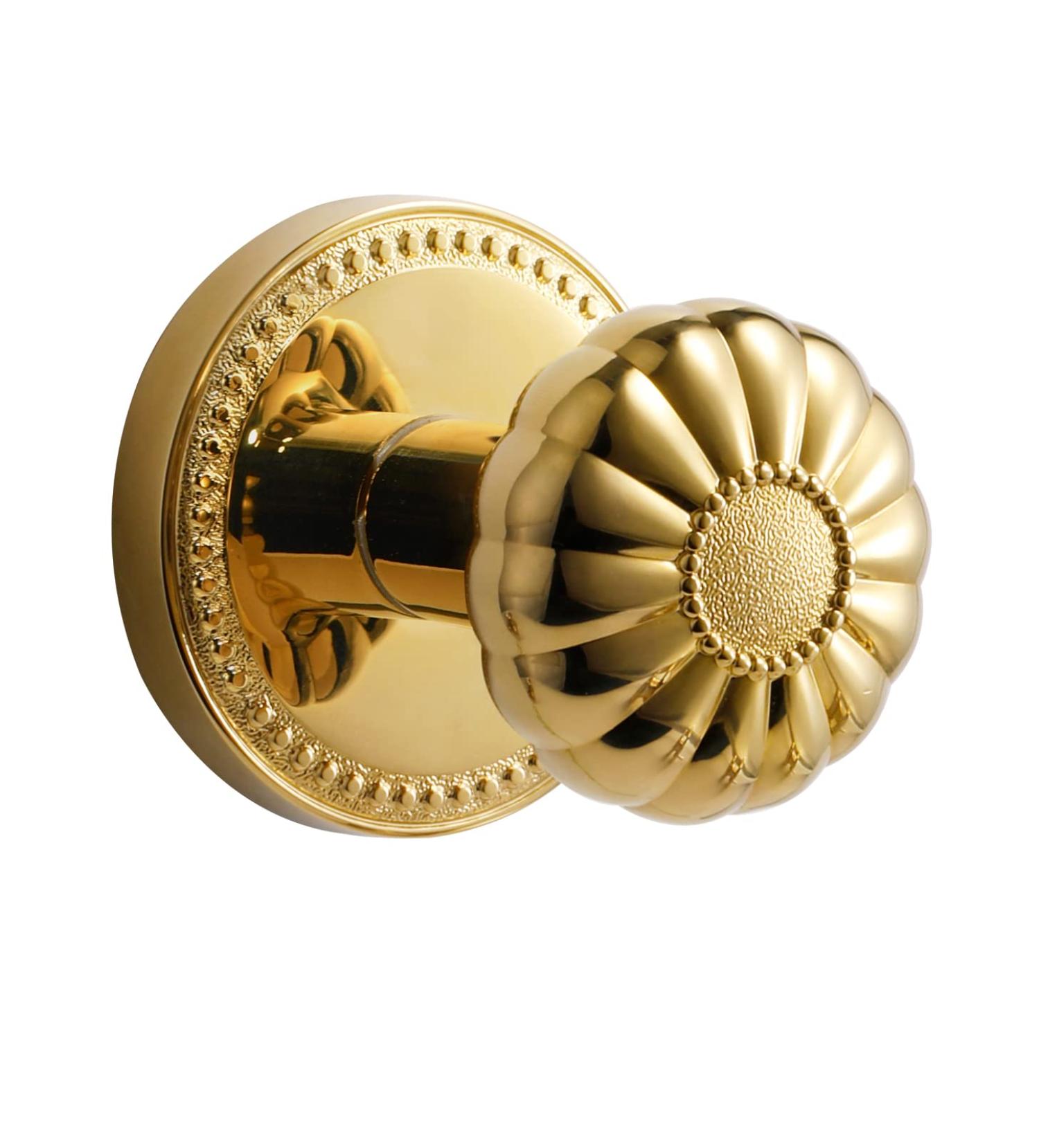 Sorwduerm Gold Door Knobs - Polished Brass Dummy Handle | Decorative Zinc Alloy - 1 Pack - Buy Online on SooperMarket.com