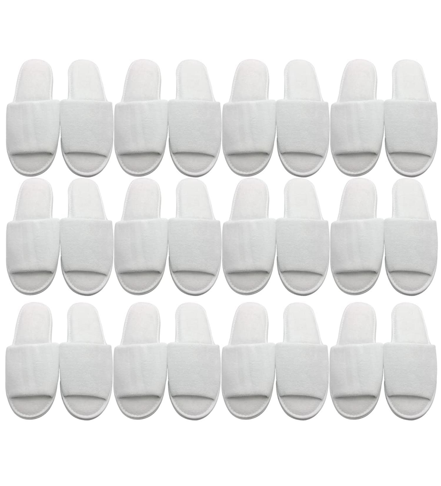 Travelwell 12 Pairs Open Toe Terry Spa Slippers - Bulk Hotel Unisex White Slippers - Buy Online on SooperMarket.com