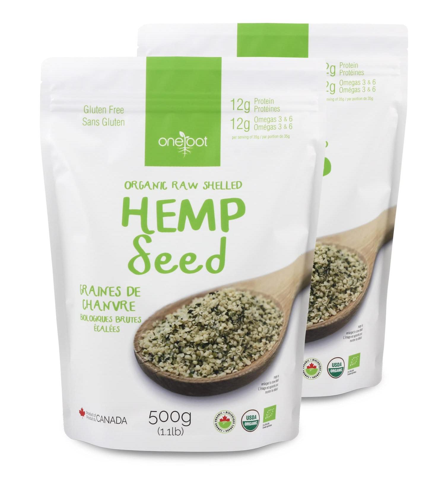 ONEROOT Organic Raw Shelled Hemp Seeds (Hemp Hearts) Non-GMO Gluten Free Plant-Based Protein Omega-3 Omega-6-1kg (2 Pack) - Buy Online on SooperMarket.com