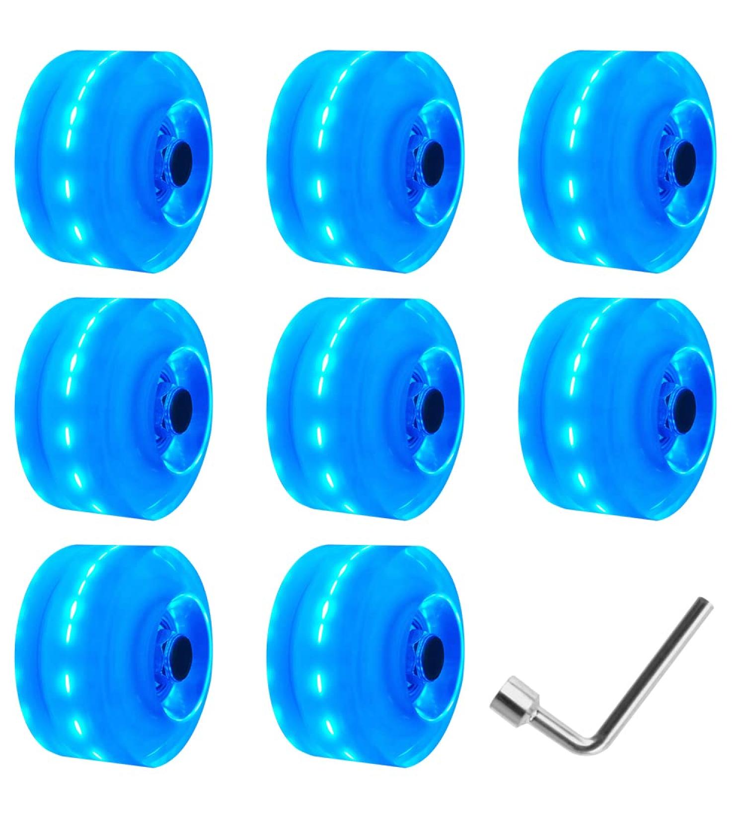 Mopoin 8 Pack 82A Roller Skate Wheels | 32mm X 58mm | Indoor/Outdoor Quad Skate Wheels with ABEC-9 Bearing | Durable Wear-Resistant PU | Blue | Double-Row Skating Accessories - Buy Online on SooperMarket.com