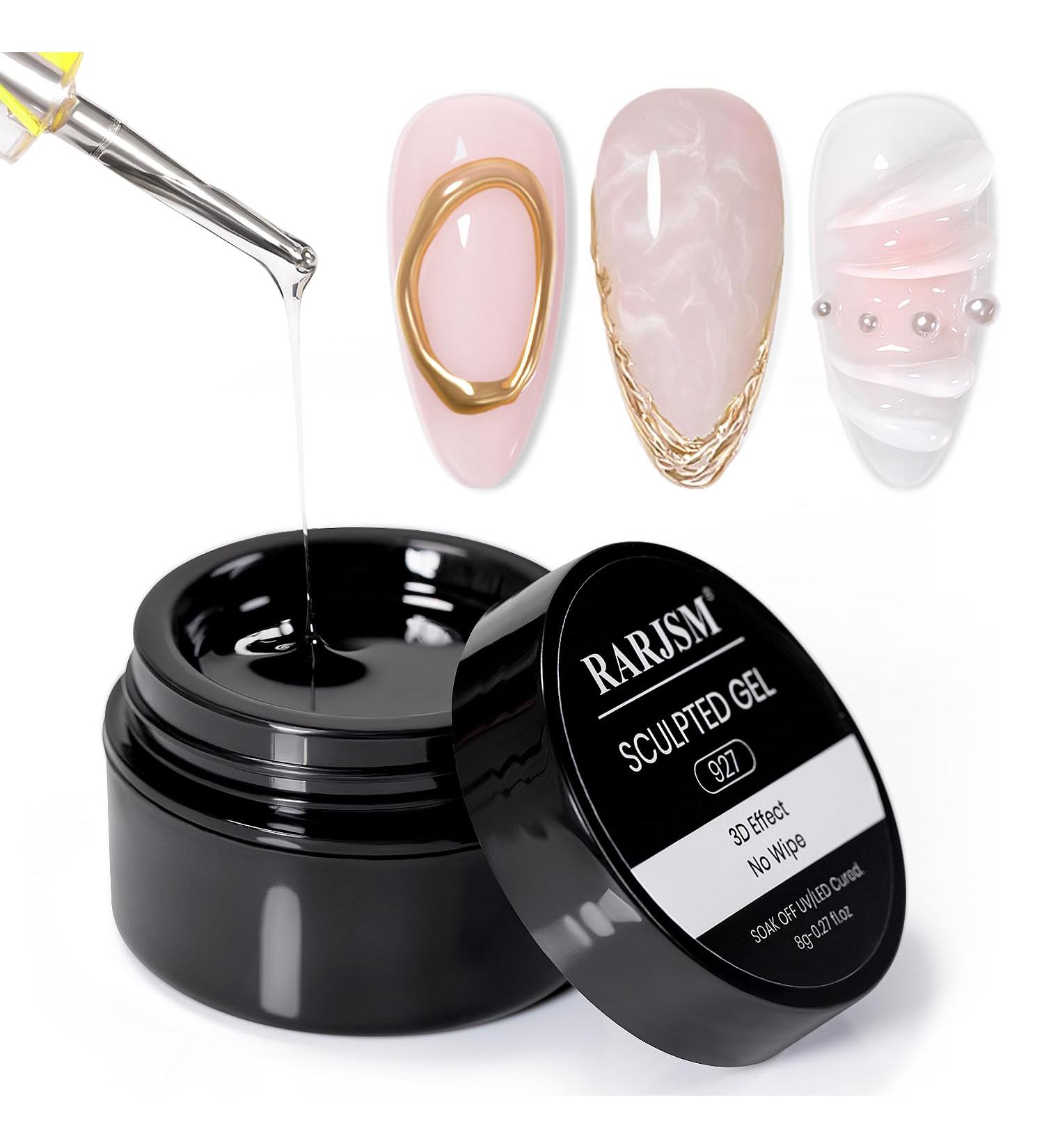 RARJSM No Wipe Clear 3D Sculpting Gel Painting Gel Polish Nail Art Designs Chrome Nail Powder Nail Charms Rhinestone Decoration Adhesive Glue Drawing Painted Sculpture Hard Gel UV LED Curing Requires - Buy Online on SooperMarket.com