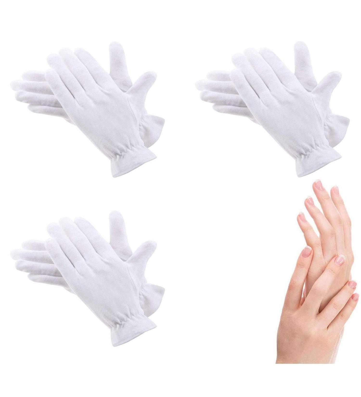 100% Cotton Gloves for Eczema - 3 Pairs White Moisturizing Gloves | Premium Quality for Dry, Sensitive Skin | Overnight Bedtime Therapy - Buy Online on SooperMarket.com