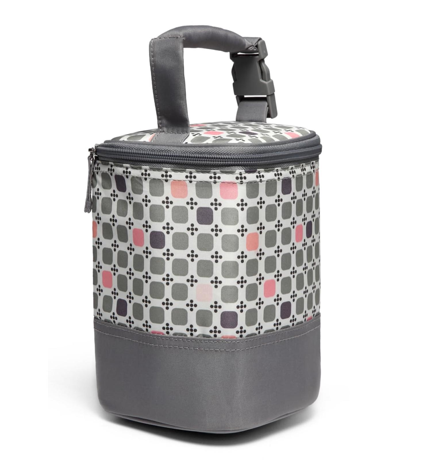 LCY Insulated Baby Bottle Cooler Bag | Holds 4 Bottles | Grey & Pink Dots - Buy Online on SooperMarket.com