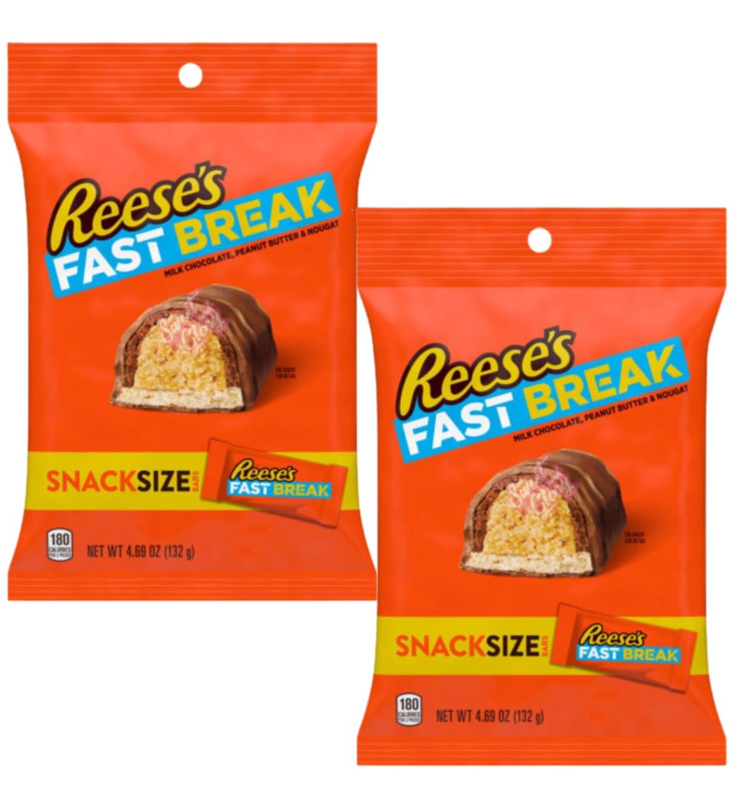 Chocolate Peanut Bag Bundle With Reese's Fast Break Snack Size Peg Bag 133g (2 Pack)